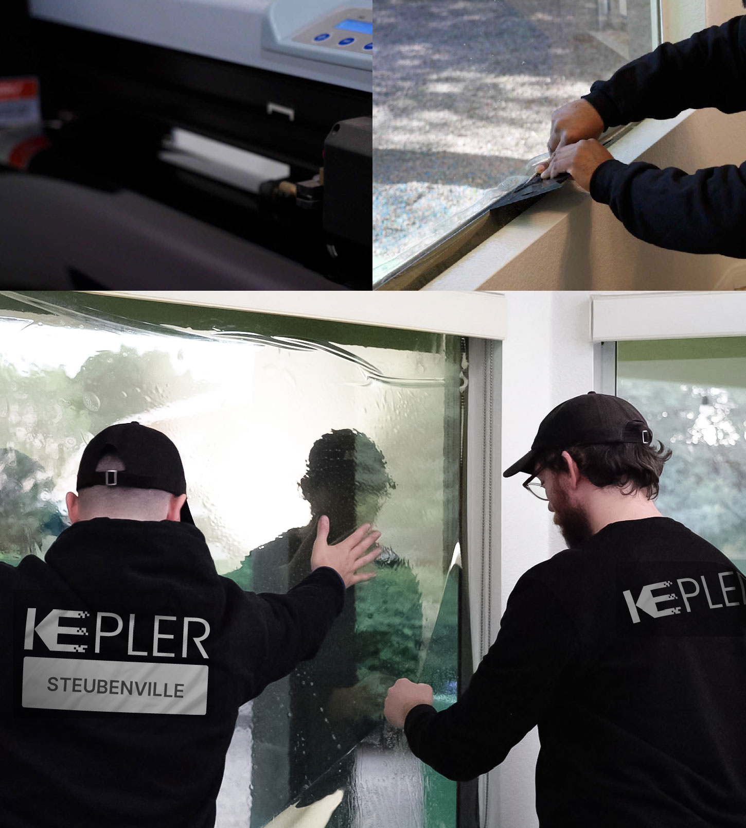 Expert Technician Applying High-tech Window Tint to Home in Steubenville