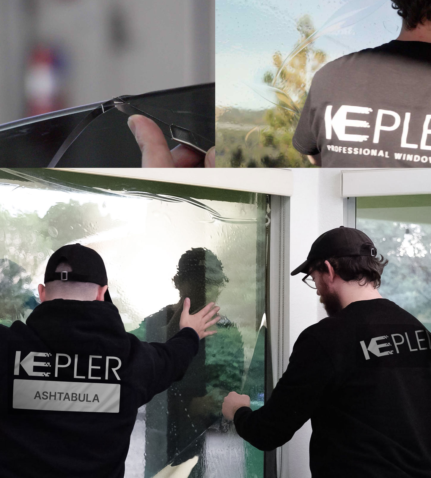 Kepler Technician Installing Advanced Window Tint to Home in Ashtabula