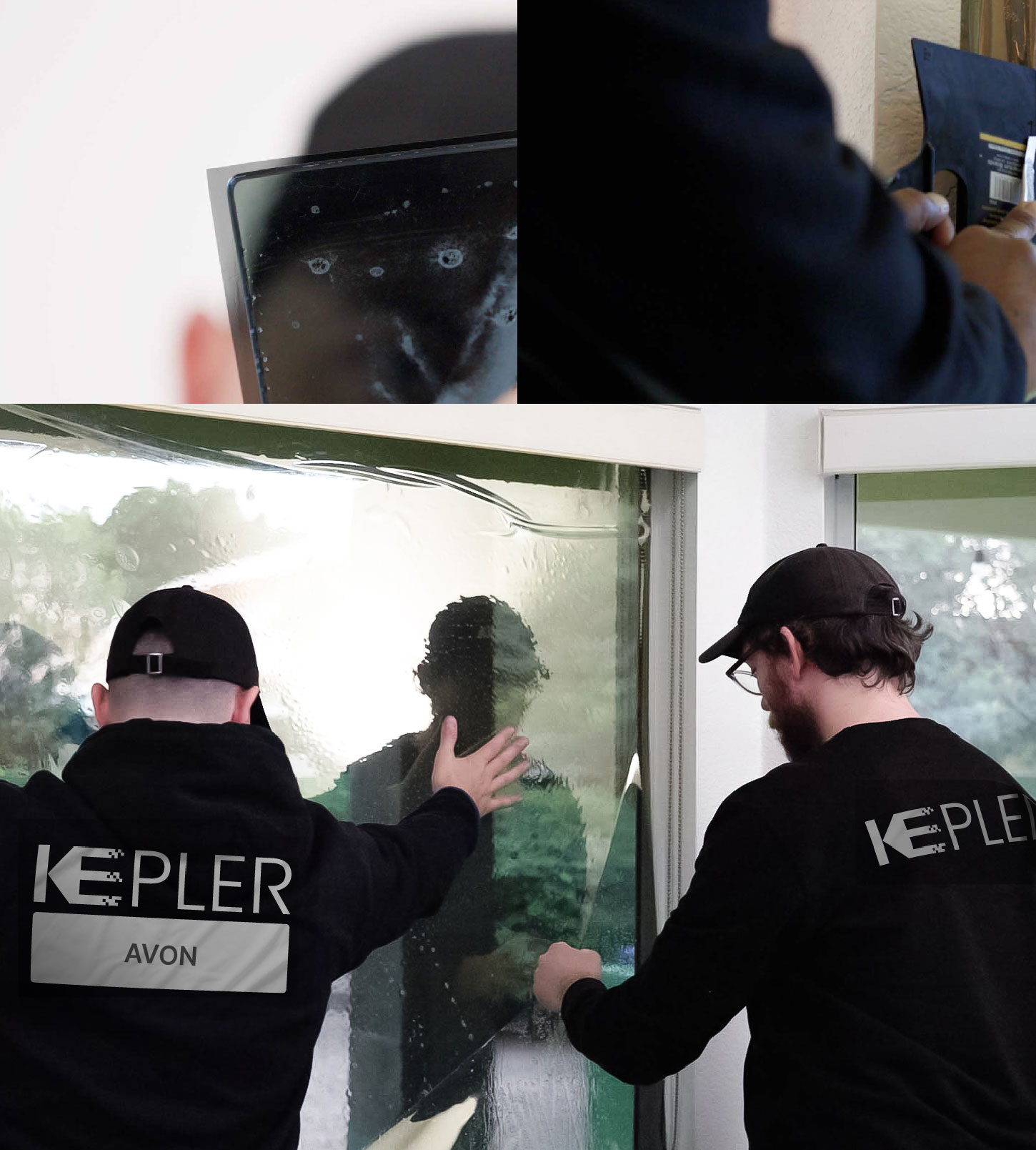 Expert Technician Installing High-tech Window Tint to Home in Avon
