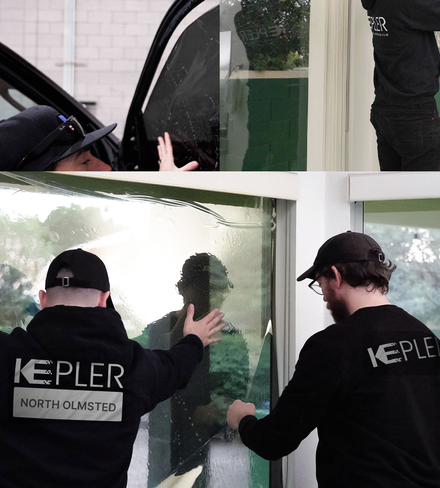 Expert Technician Installing High-tech Window Tint to Home in North Olmsted
