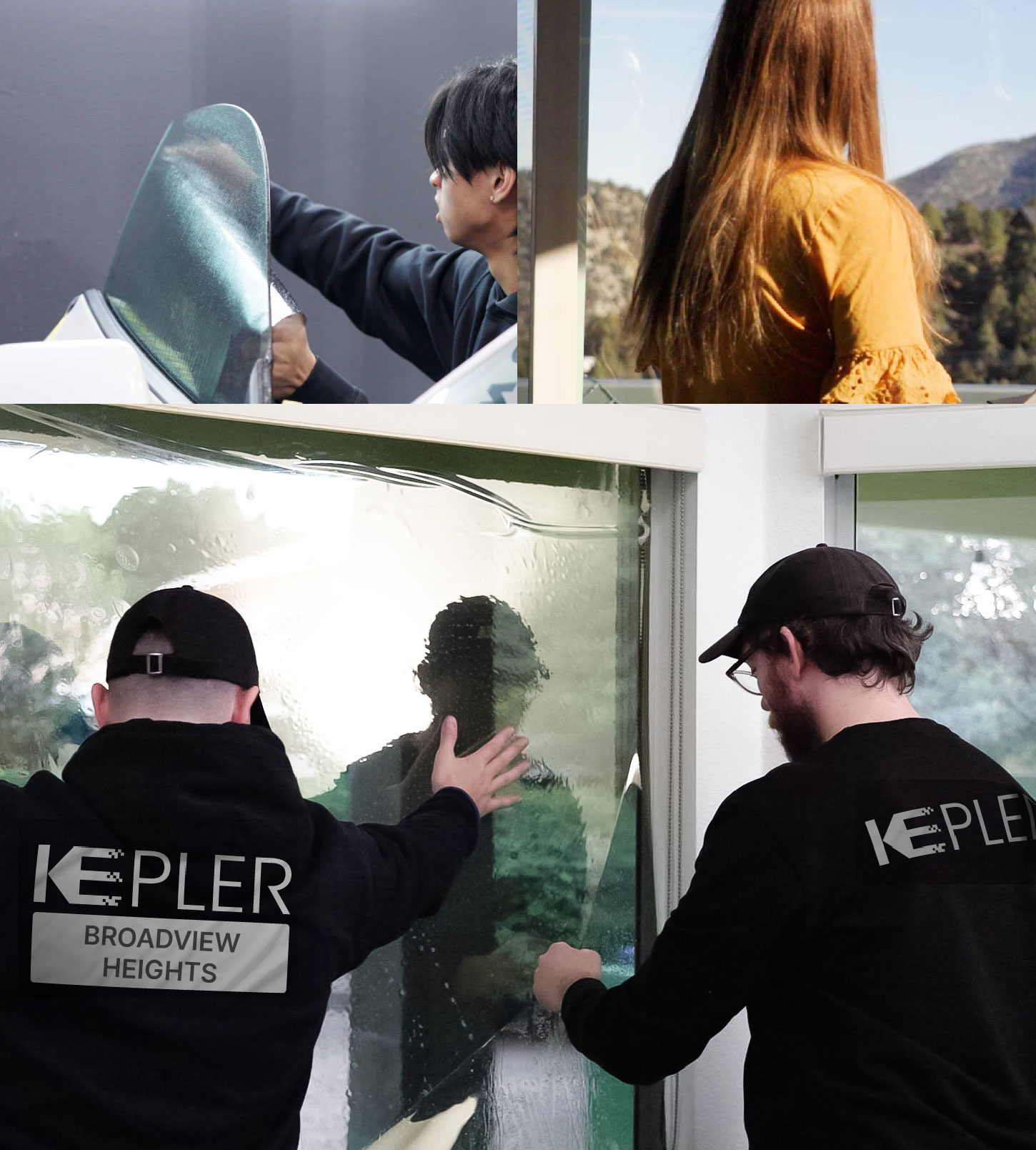Kepler Technician Installing High-tech Window Tint to Home in Broadview Heights