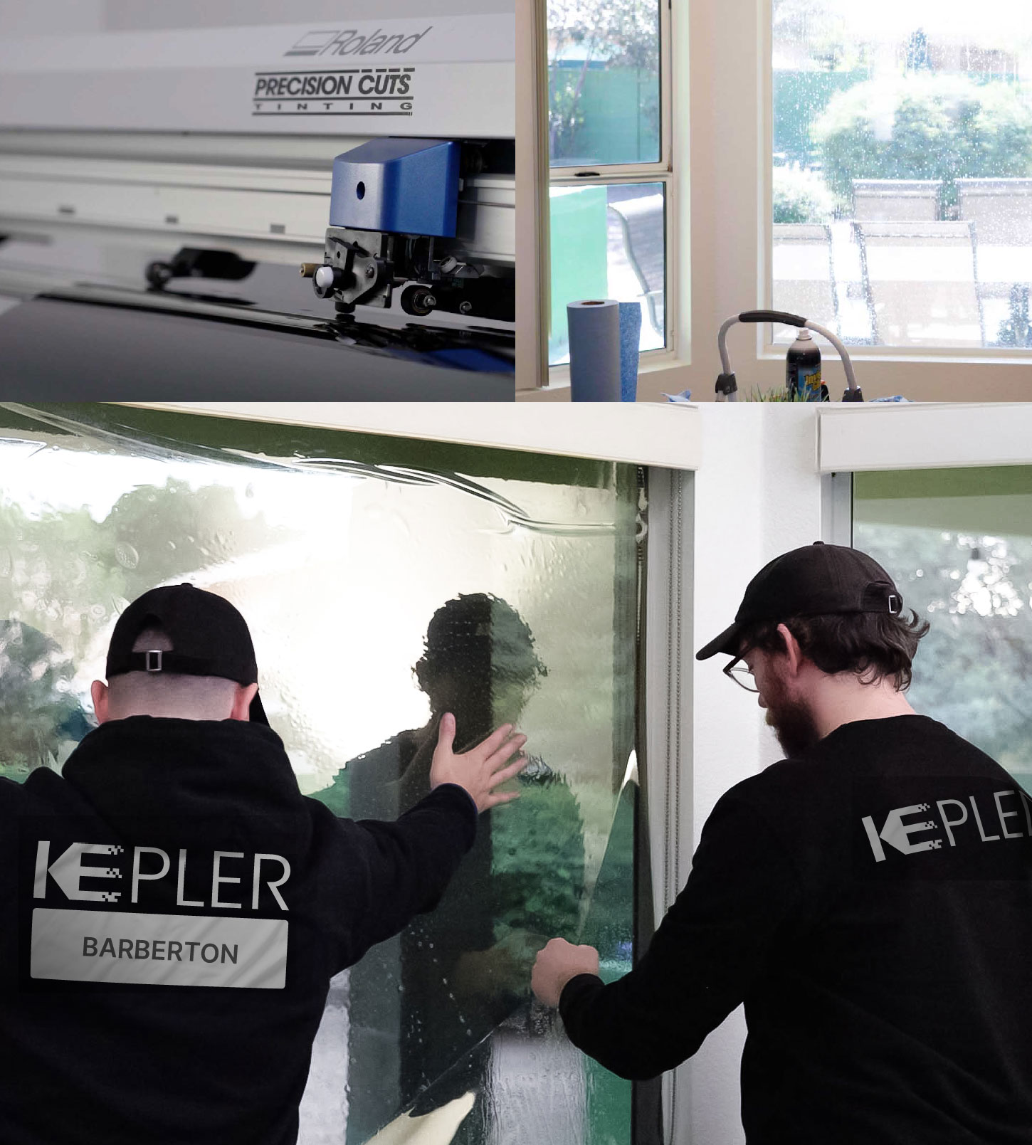 Kepler Technician Applying Advanced Window Tint to Home in Barberton