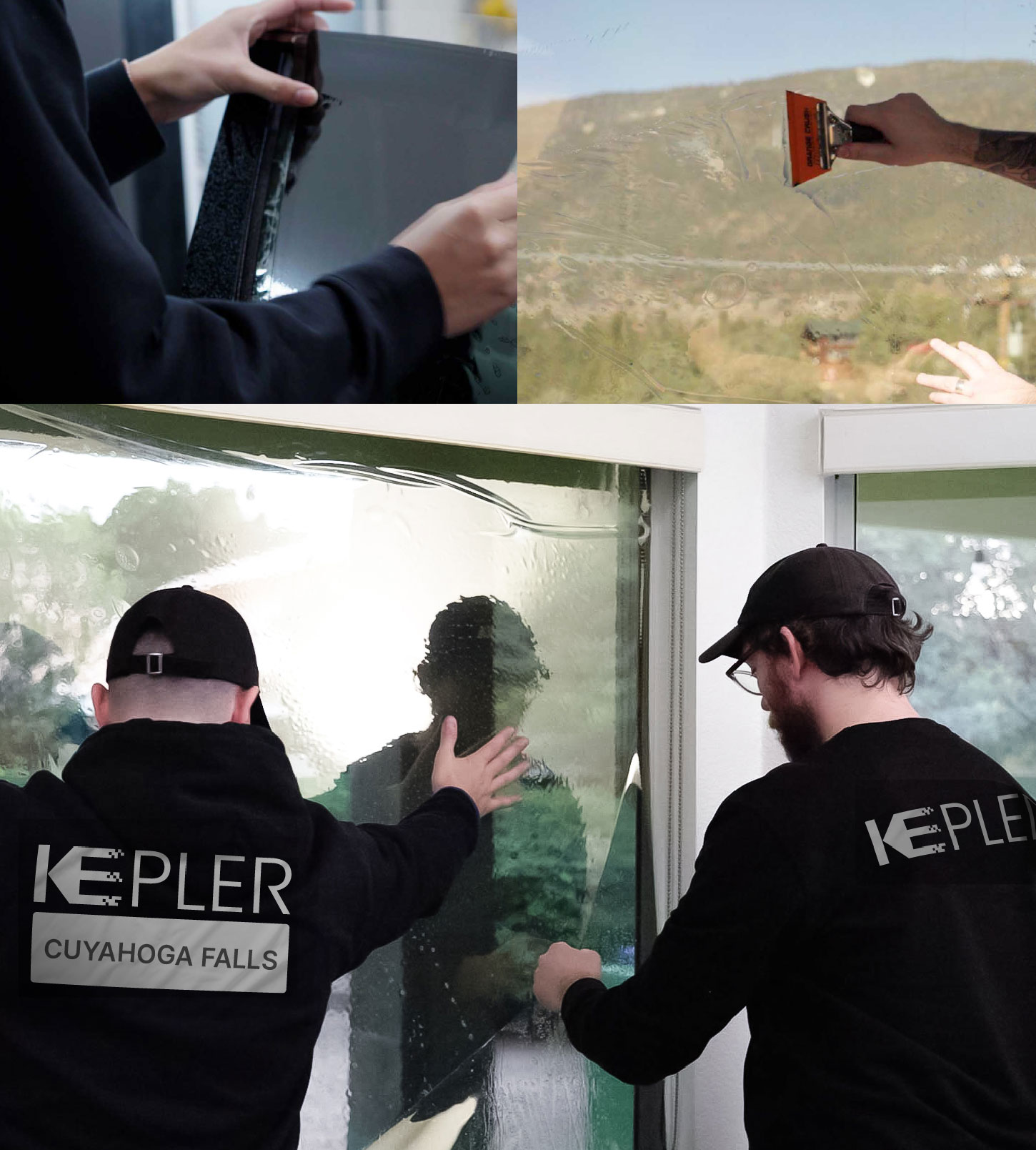Kepler Technician Applying Advanced Window Tint to Home in Cuyahoga Falls