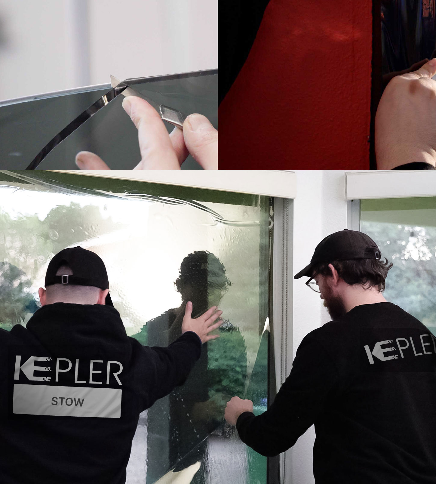 Kepler Technician Fitting Ceramic Window Tint to Home in Stow