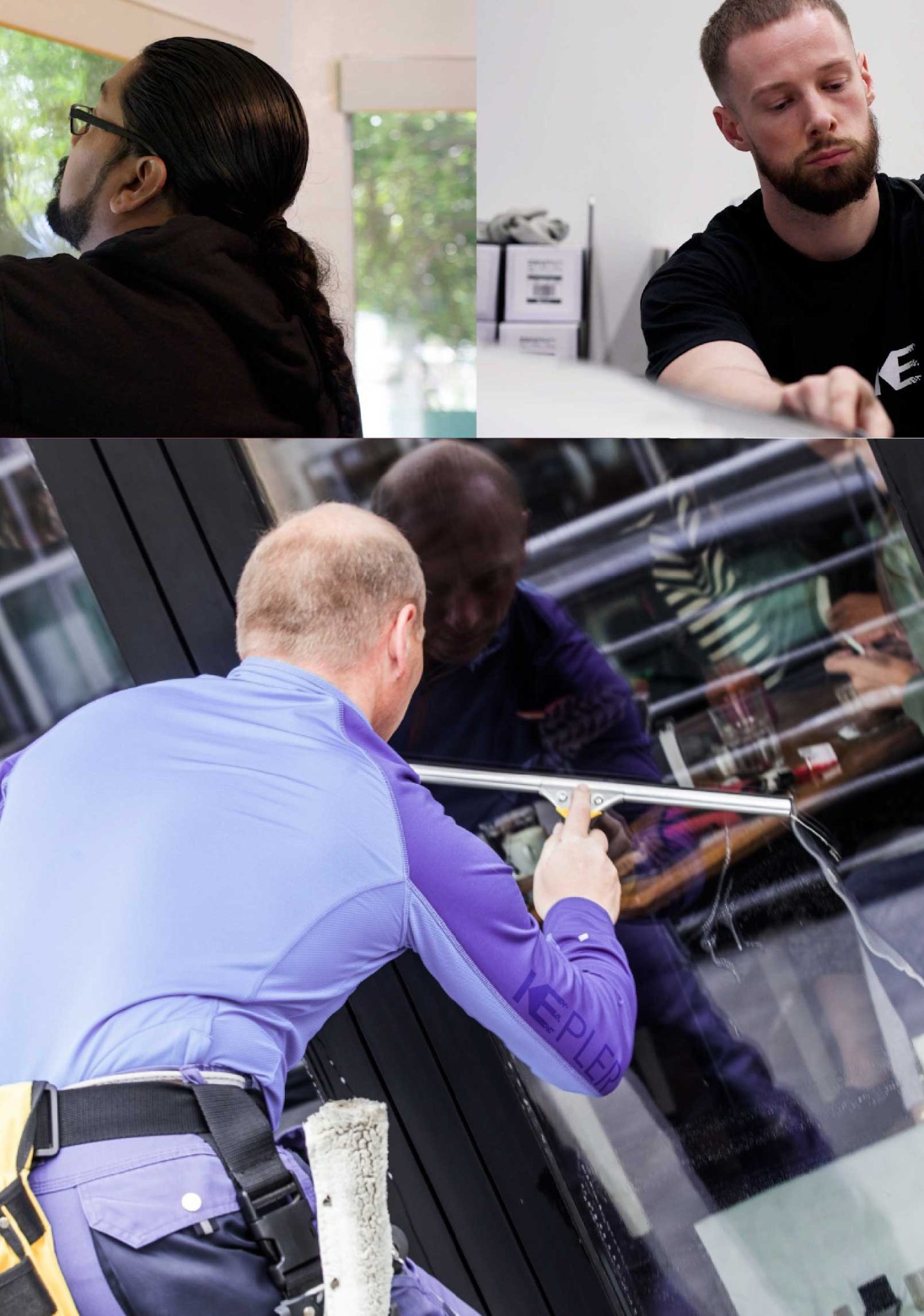 Kepler Skilled Applying Anti-Graffiti Window Film to a Tahlequah Shop Front