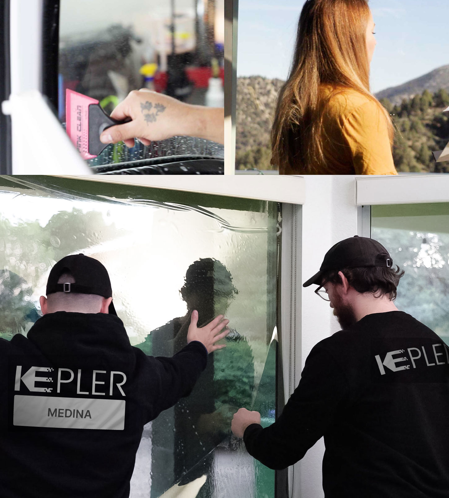 Kepler Technician Installing Advanced Window Tint to Home in Medina