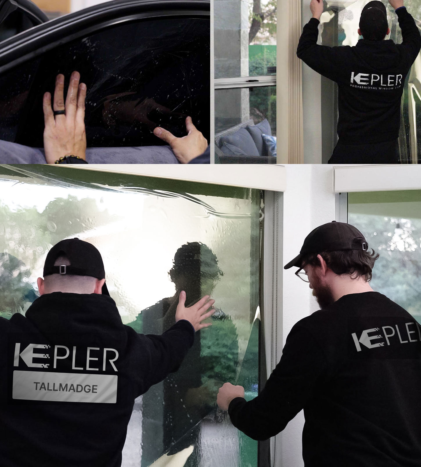 Expert Technician Applying Ceramic Window Tint to Home in Tallmadge