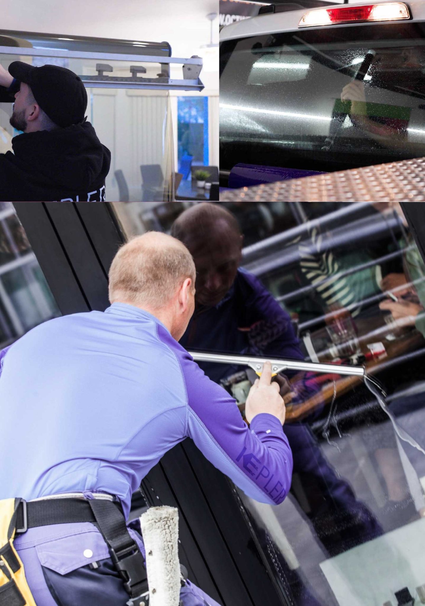 Kepler Professional Applying Anti-Graffiti Window Film to a Shawnee Shop Front