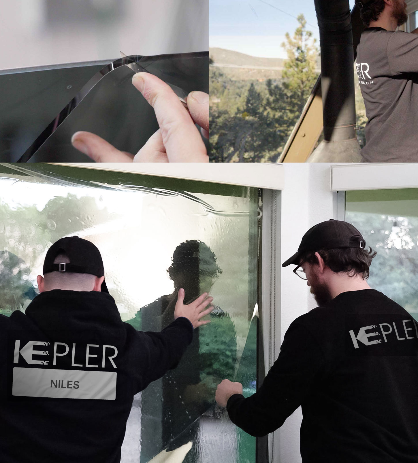Expert Technician Installing High-tech Window Tint to Home in Niles