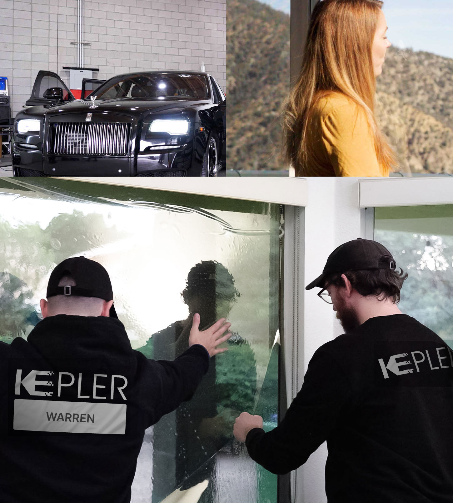 Expert Technician Fitting Ceramic Window Tint to Home in Warren