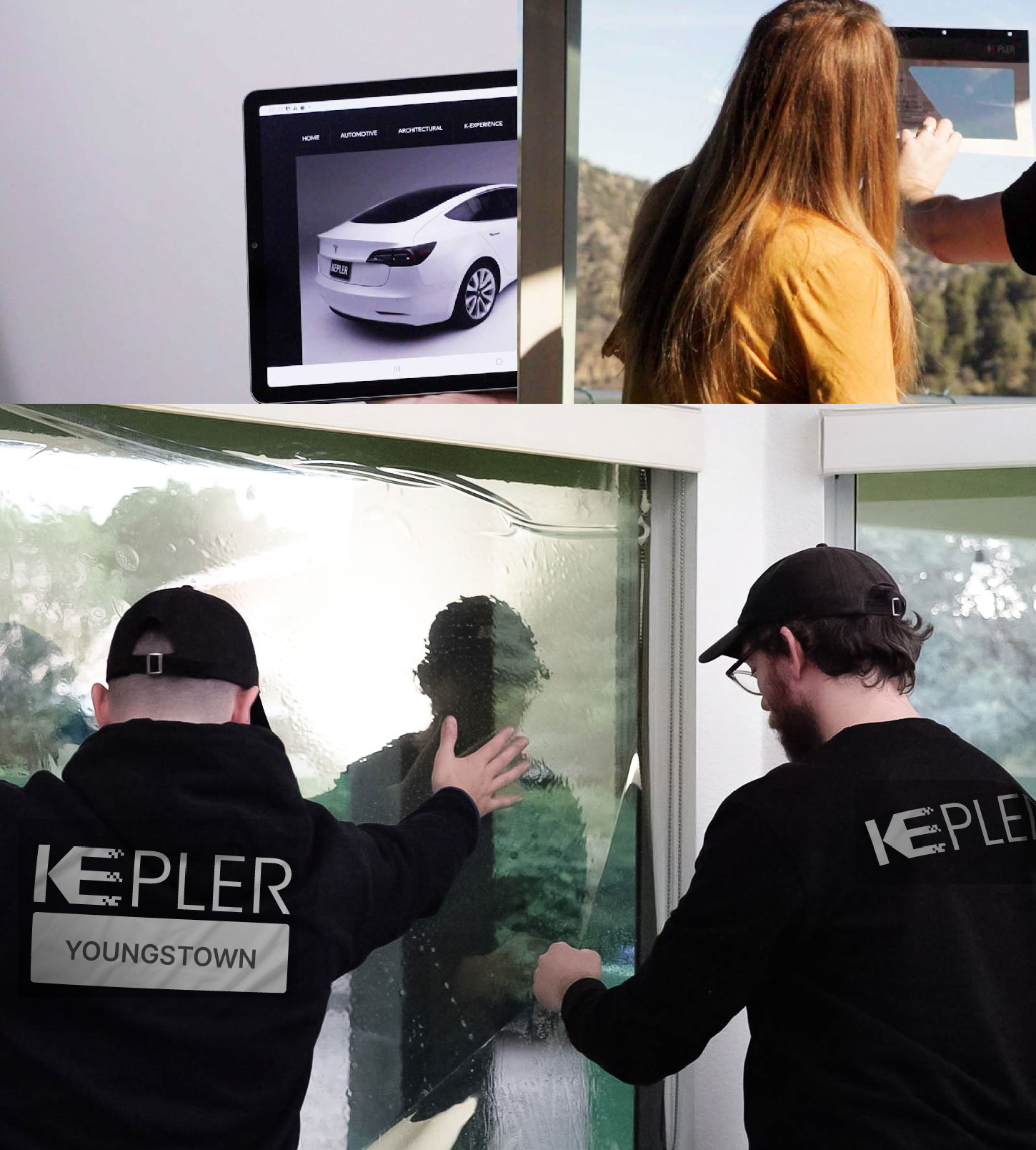 Kepler Technician Installing Ceramic Window Tint to Home in Youngstown