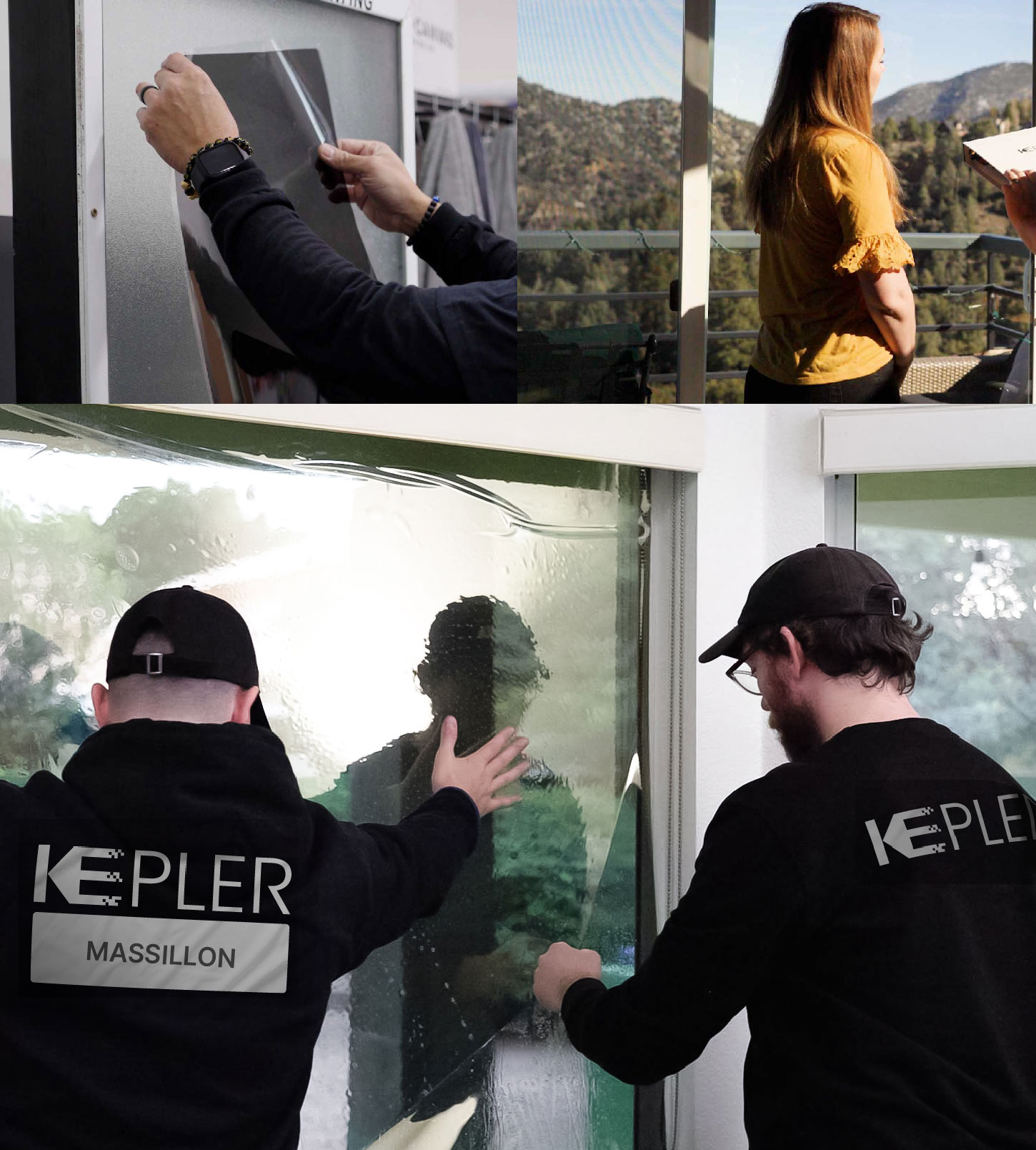 Expert Technician Applying High-tech Window Tint to Home in Massillon