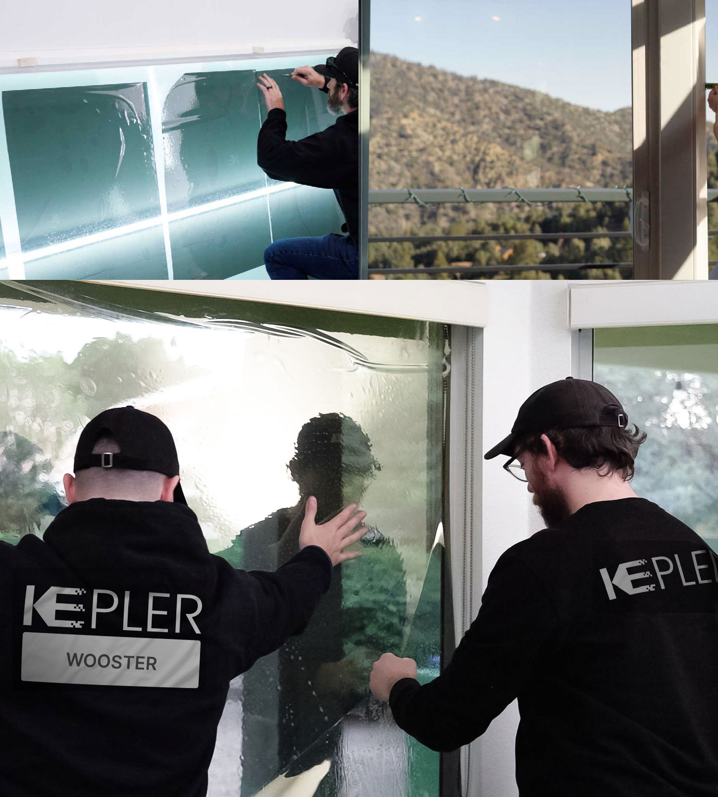 Expert Technician Applying Ceramic Window Tint to Home in Wooster