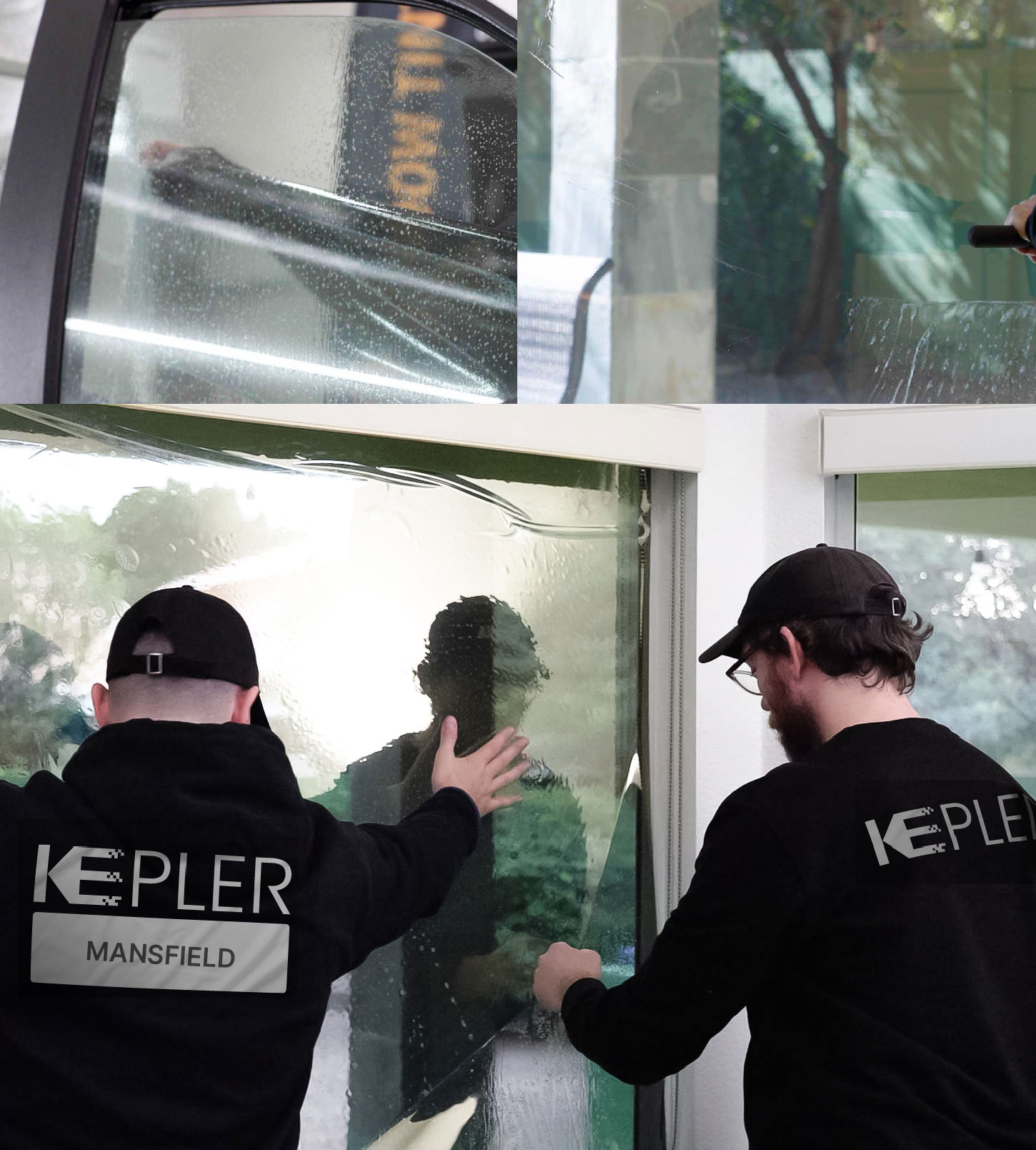 Expert Technician Installing Ceramic Window Tint to Home in Mansfield
