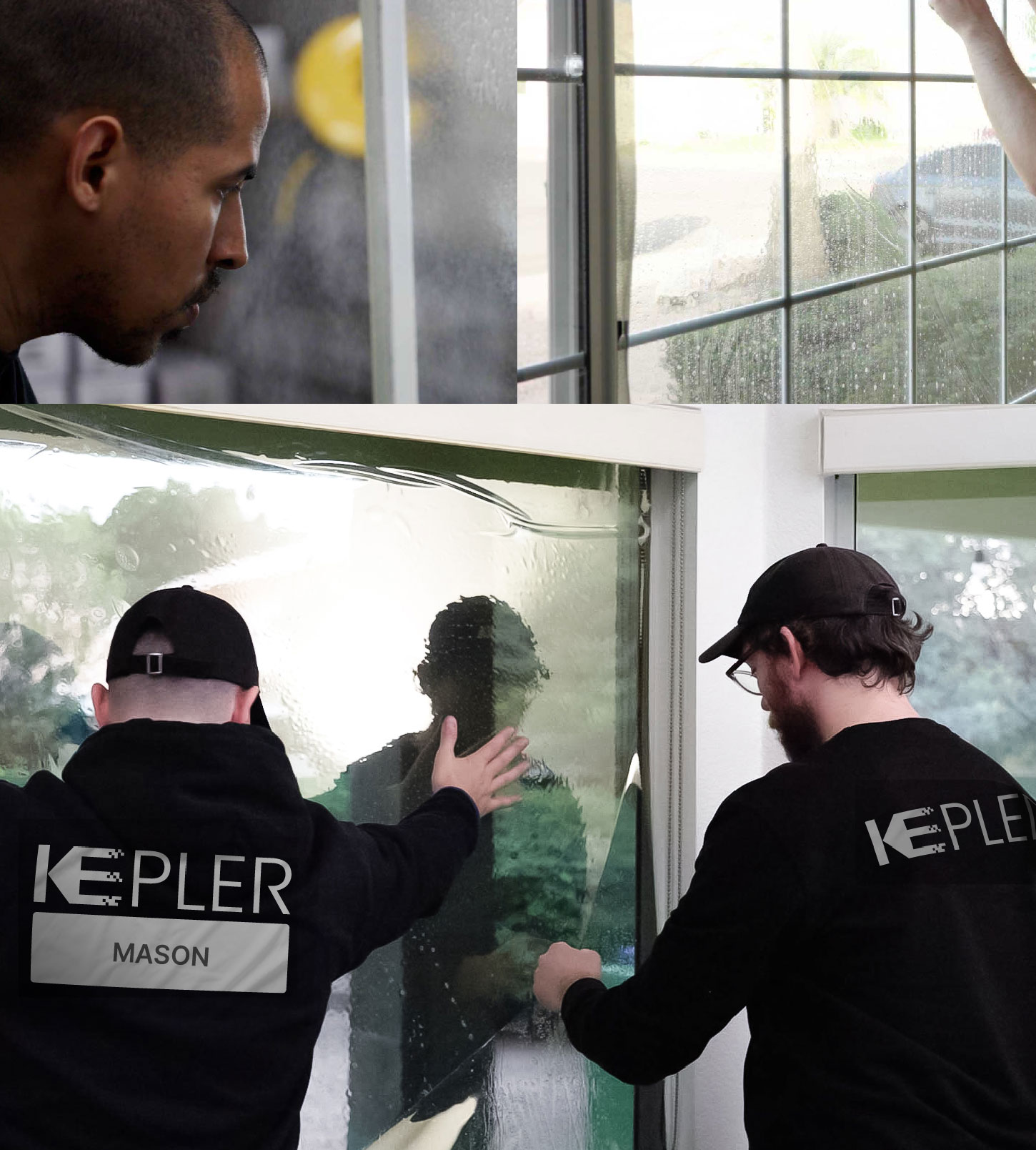 Expert Technician Fitting Ceramic Window Tint to Home in Mason