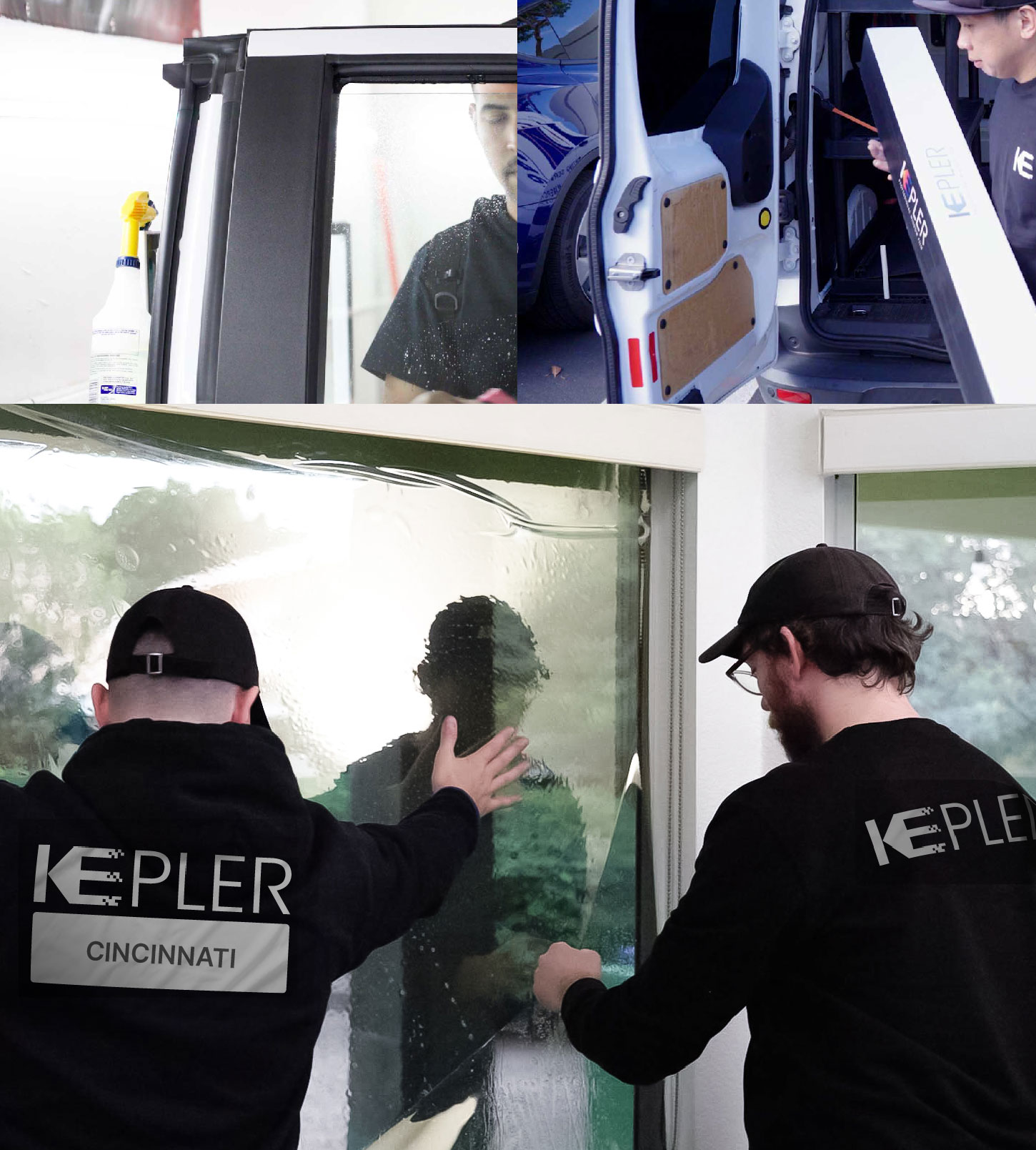 Kepler Technician Fitting High-tech Window Tint to Home in Cincinnati