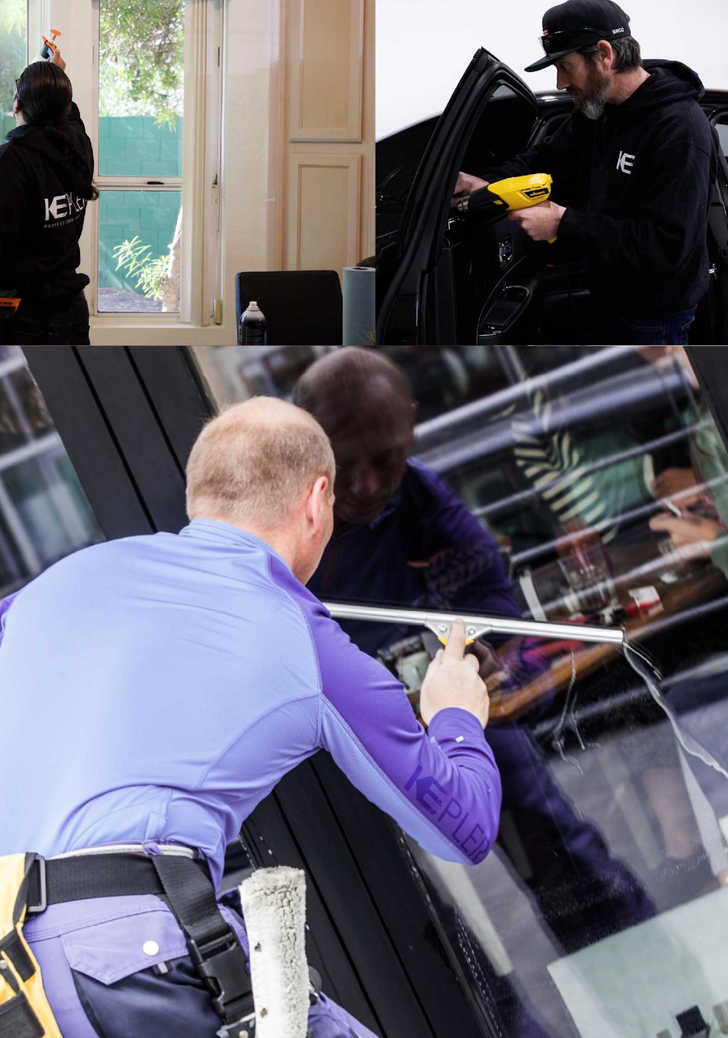 Kepler Skilled Applying Anti-Graffiti Window Film to a Duncanville Shop Front