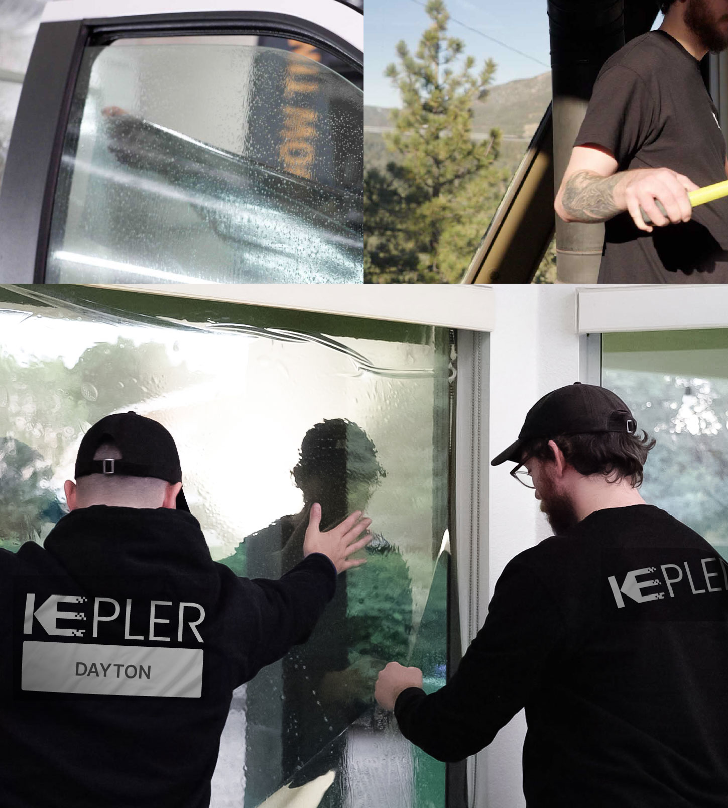Kepler Technician Fitting High-tech Window Tint to Home in Dayton