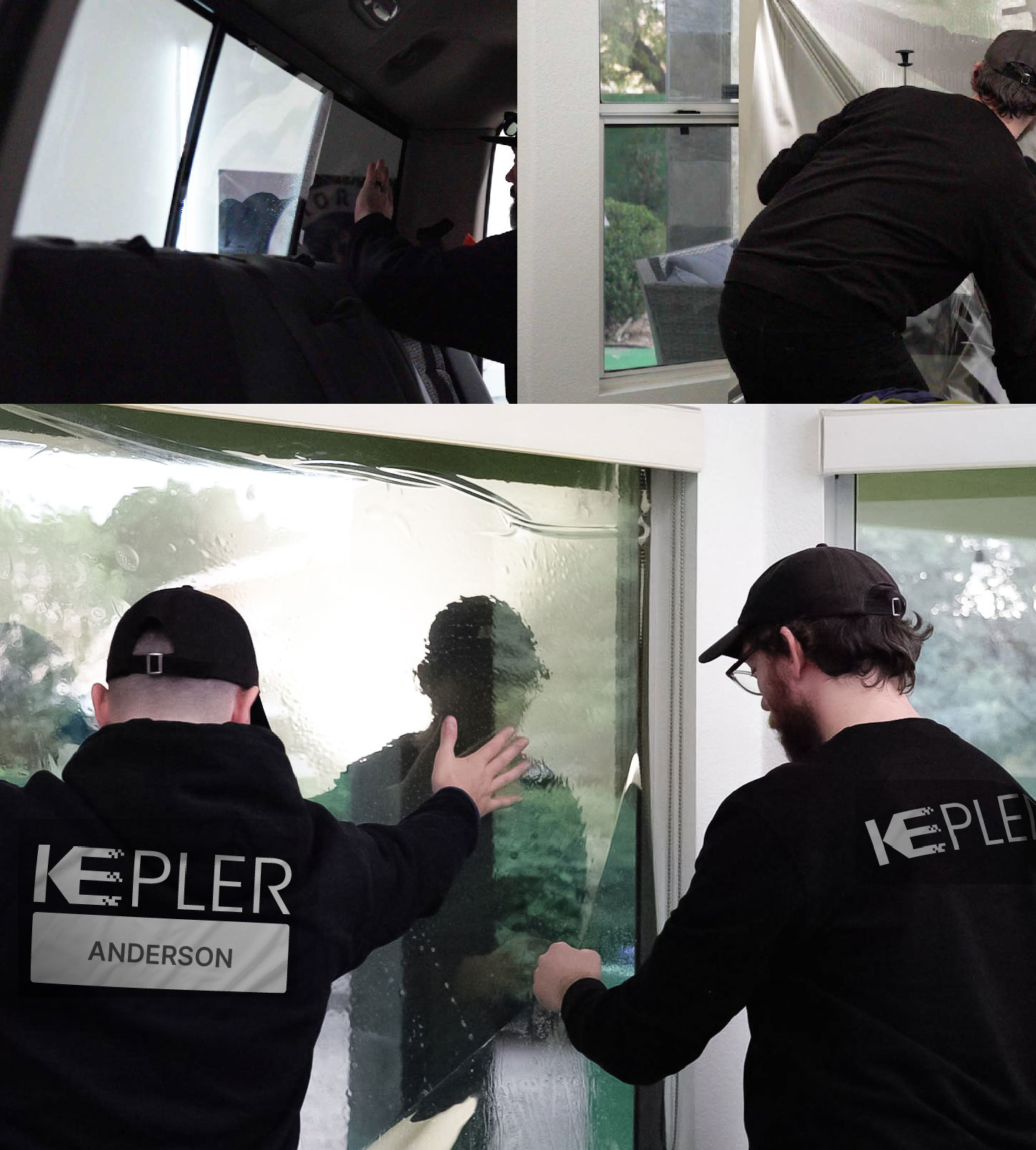 Expert Technician Installing Advanced Window Tint to Home in Anderson