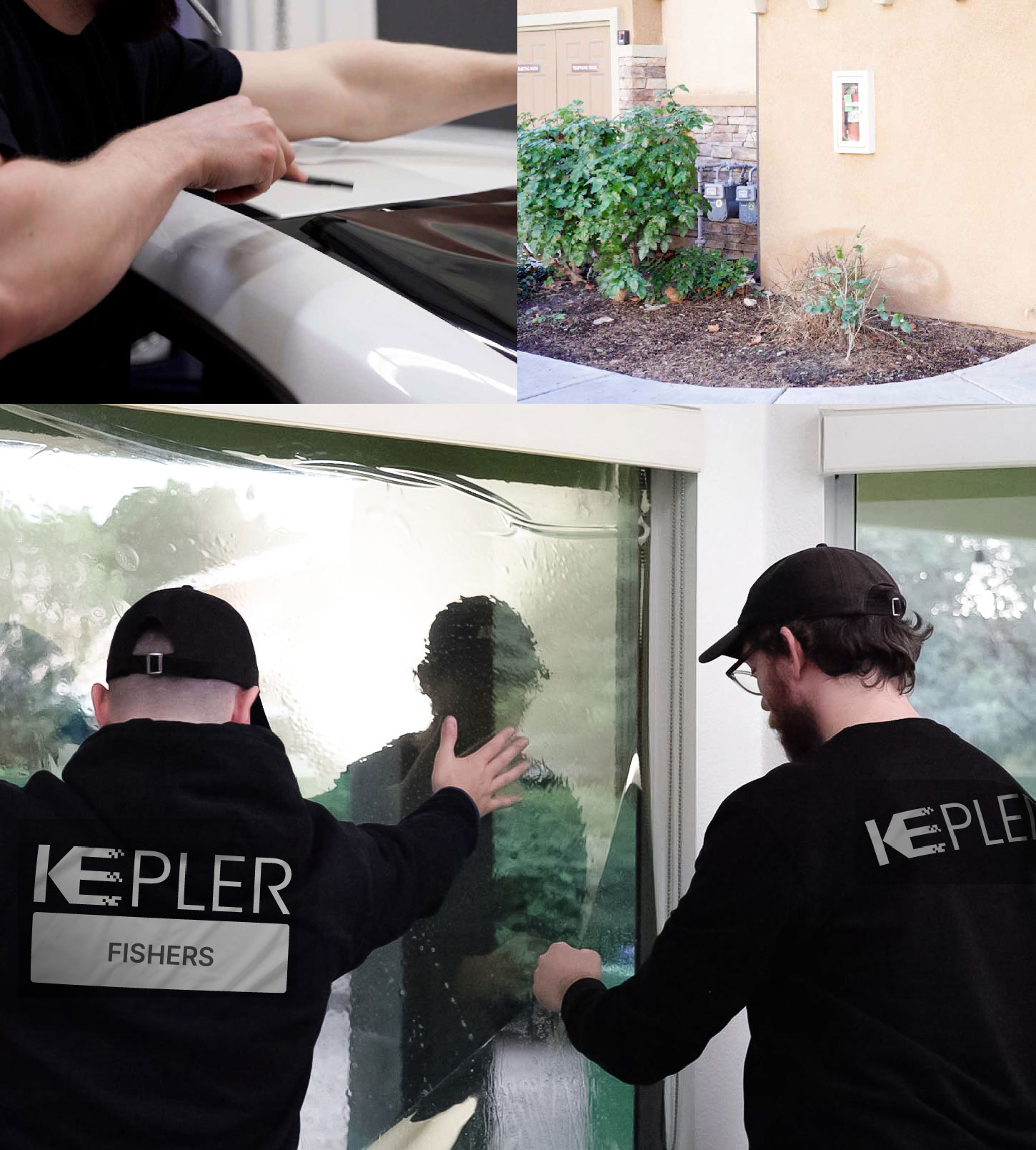 Kepler Technician Fitting Ceramic Window Tint to Home in Fishers