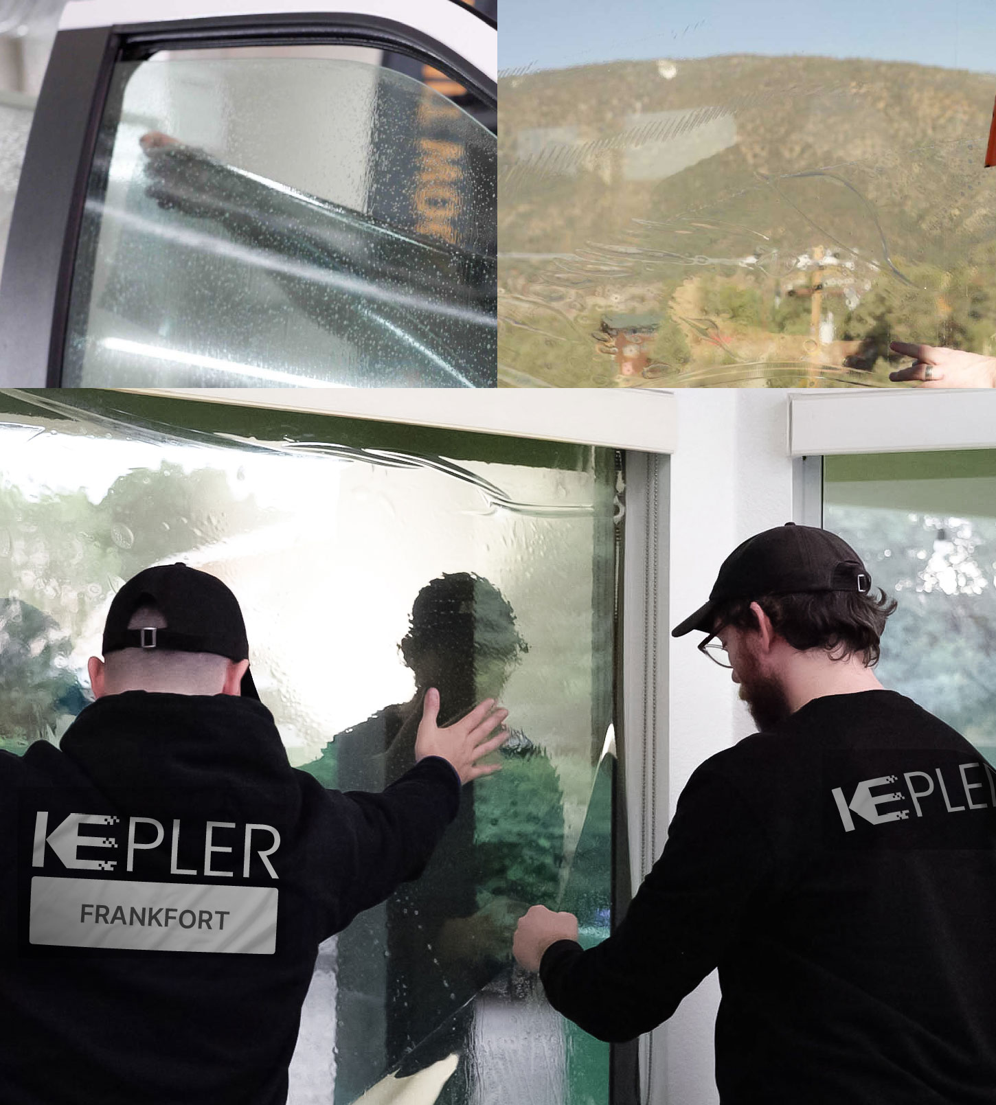 Kepler Technician Applying Advanced Window Tint to Home in Frankfort