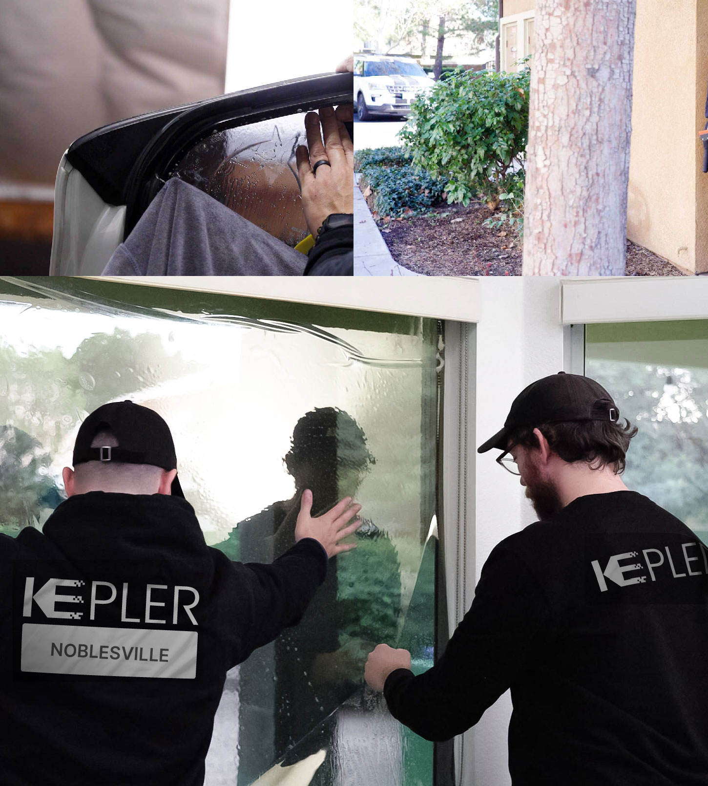 Kepler Technician Fitting High-tech Window Tint to Home in Noblesville