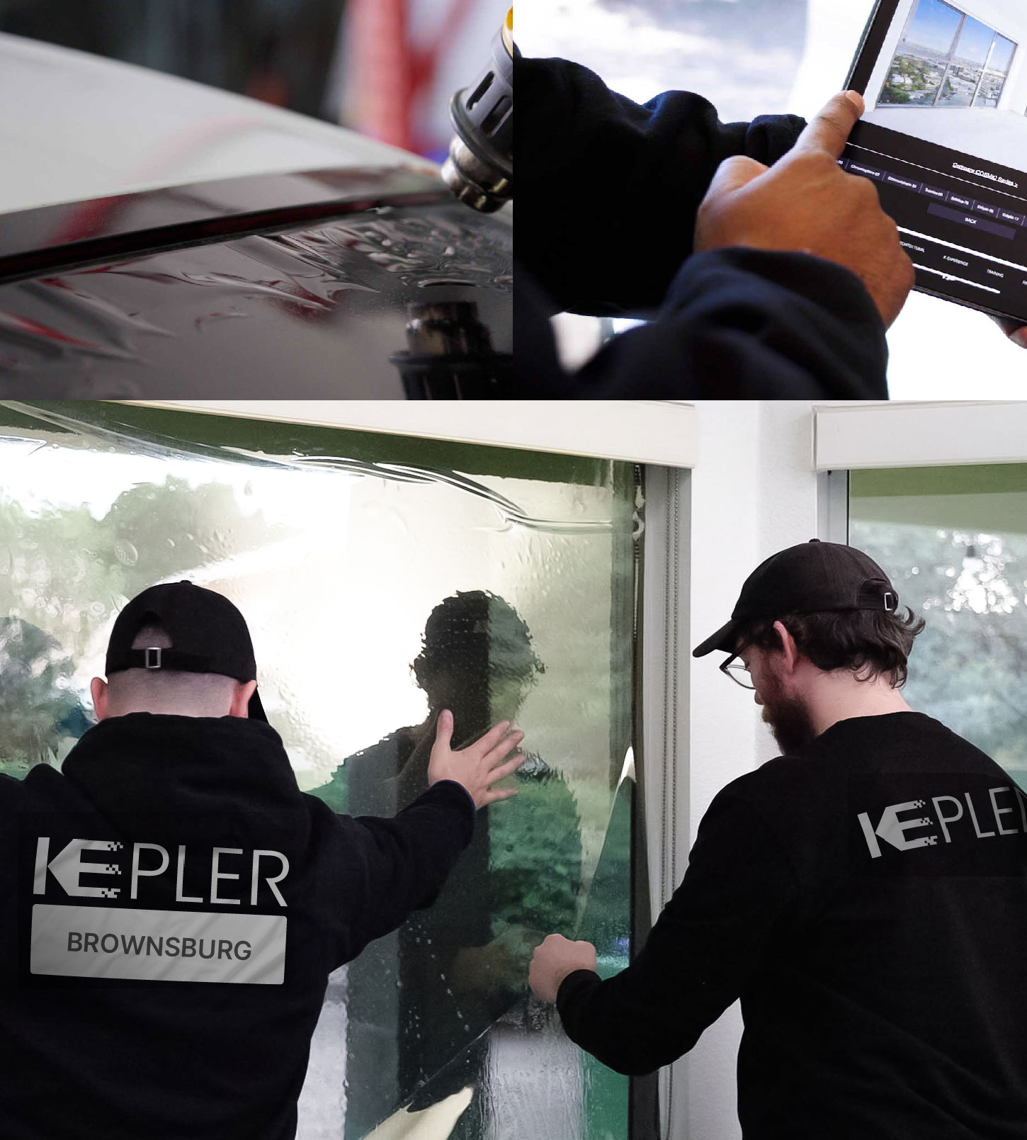 Expert Technician Fitting High-tech Window Tint to Home in Brownsburg