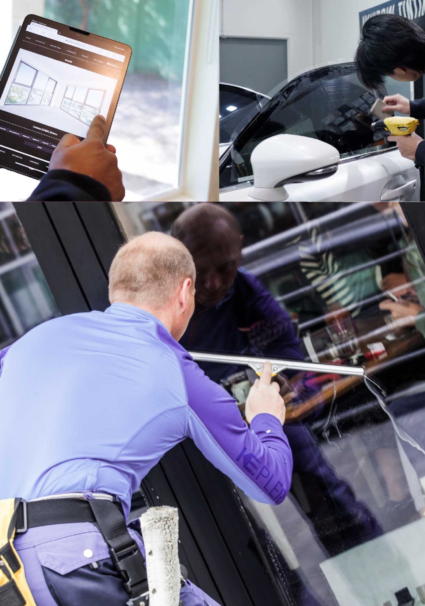Kepler Expert Applying Anti-Graffiti Window Film to a Longview Shop Front