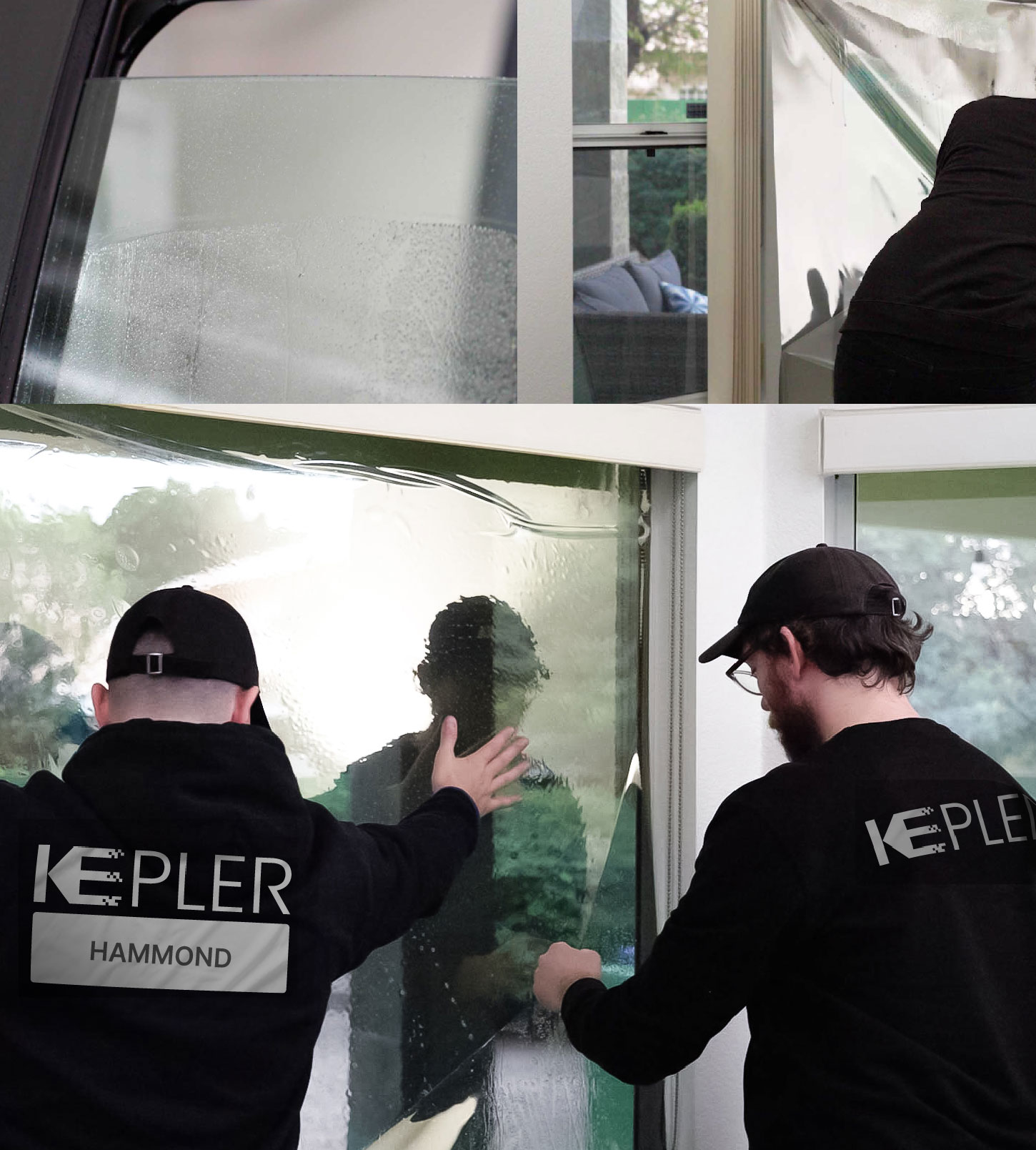 Expert Technician Applying High-tech Window Tint to Home in Hammond