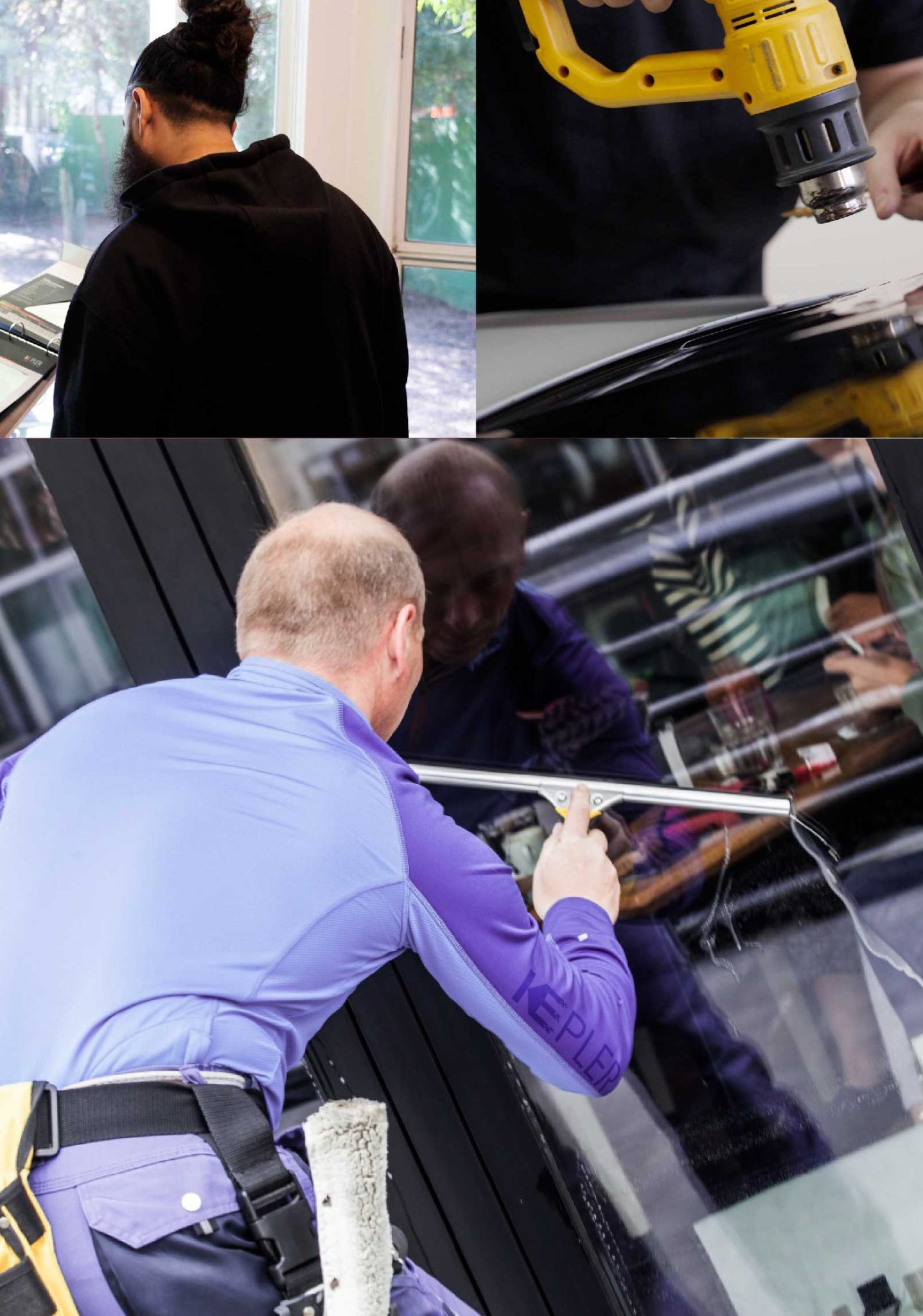 Kepler Skilled Applying Anti-Graffiti Window Film to a Grapevine Shop Front