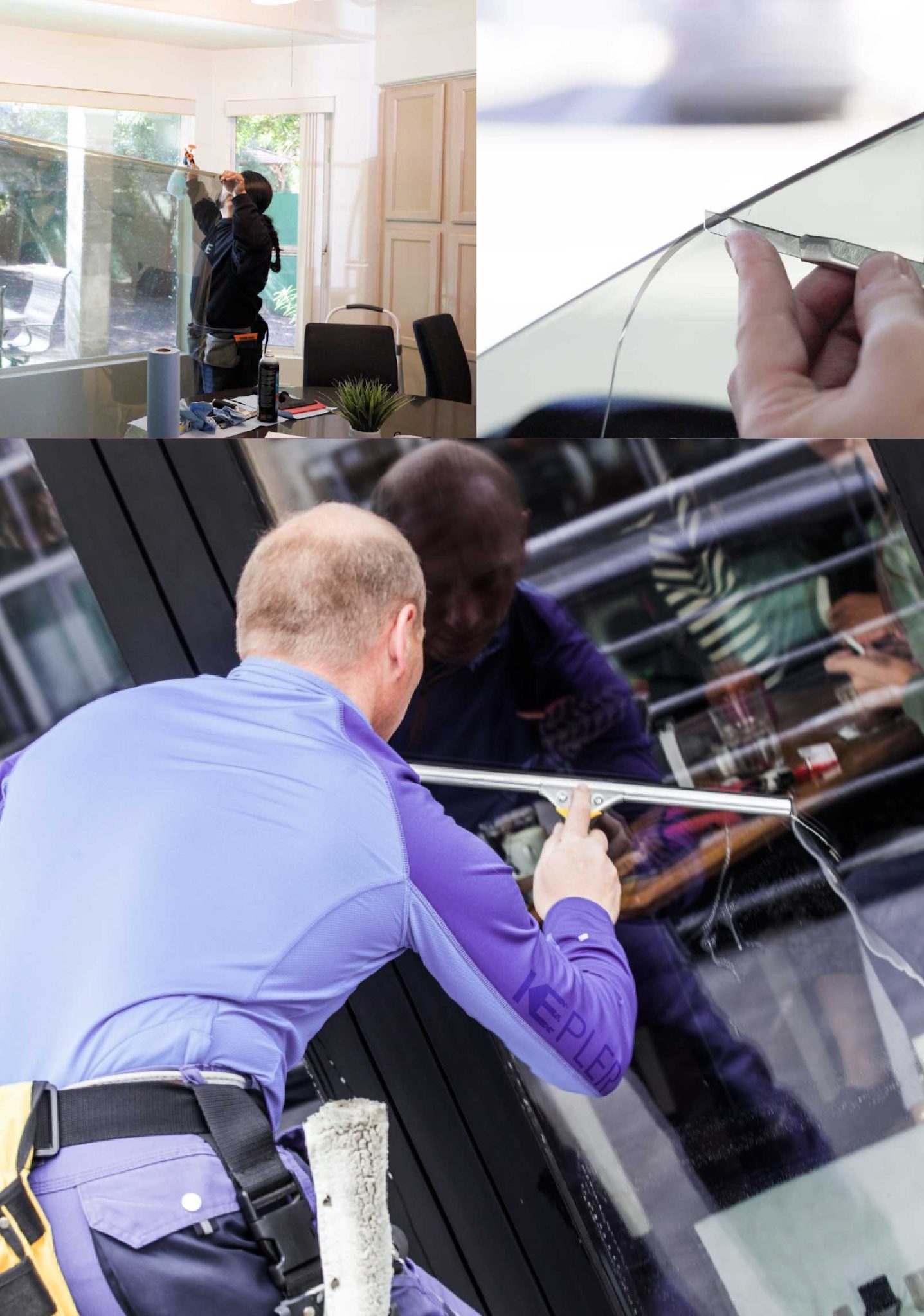 Kepler Skilled Applying Anti-Graffiti Window Film to a Southlake Shop Front