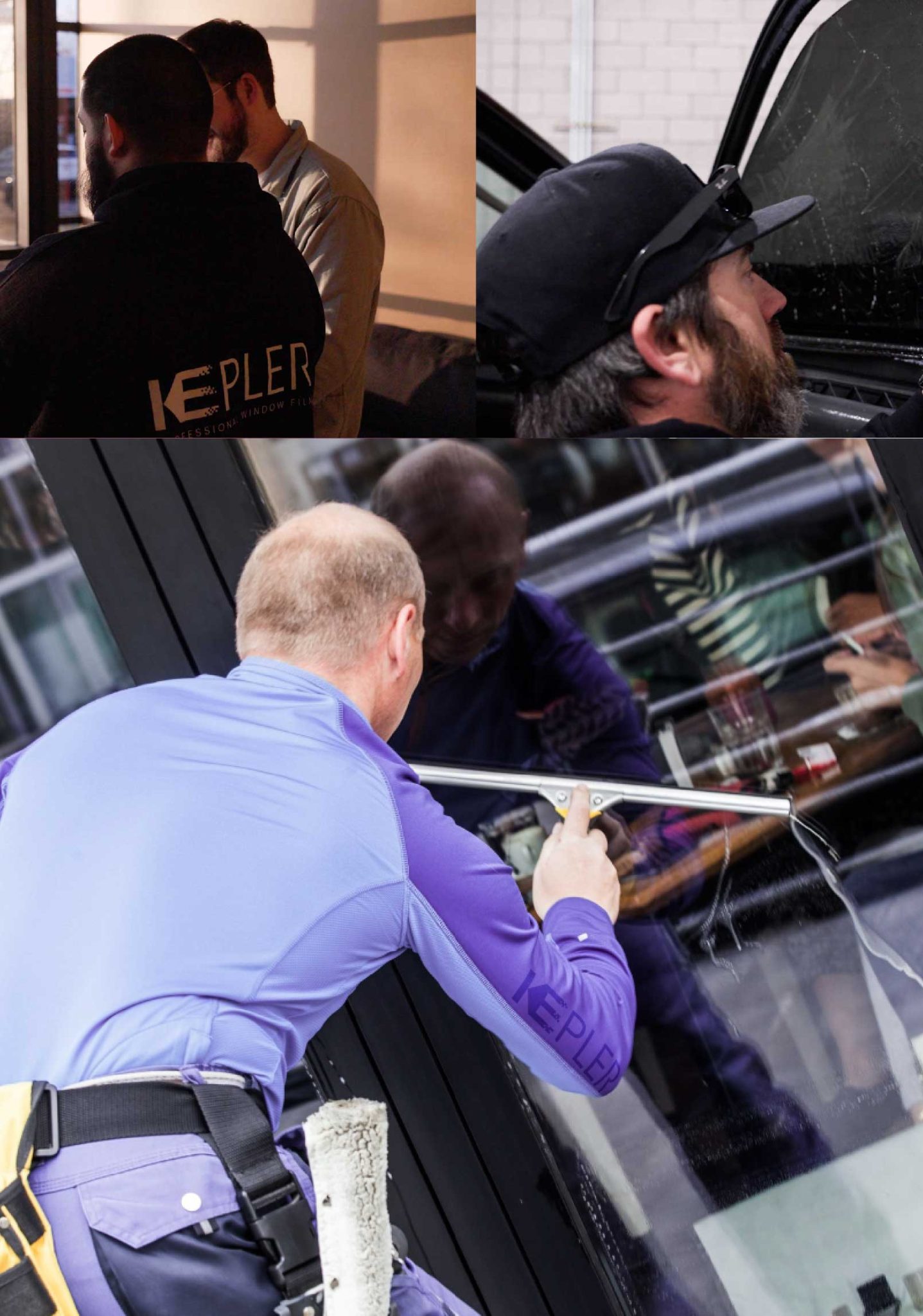 Kepler Skilled Applying Anti-Graffiti Window Film to a Denton Shop Front