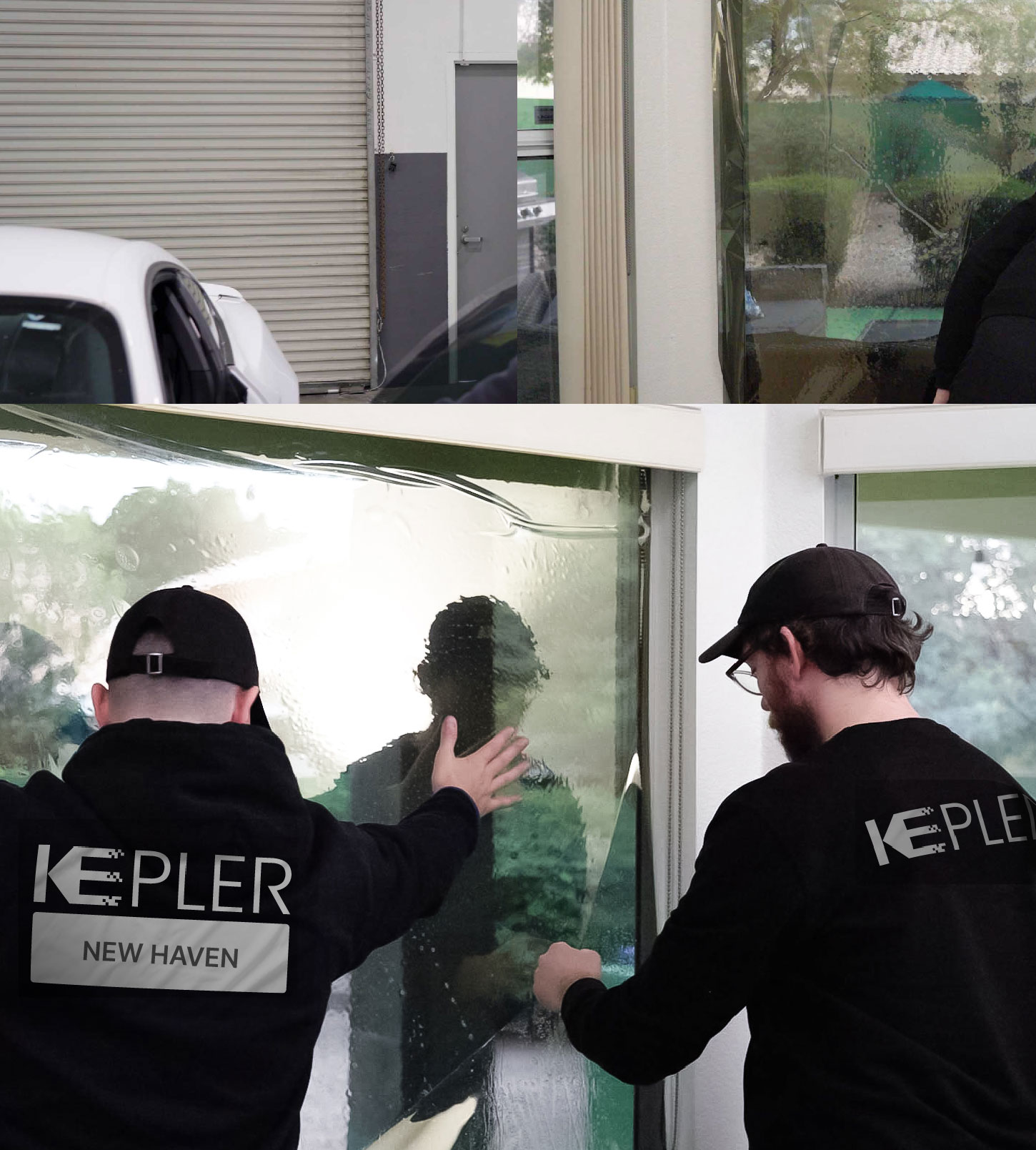 Kepler Technician Fitting Ceramic Window Tint to Home in New Haven