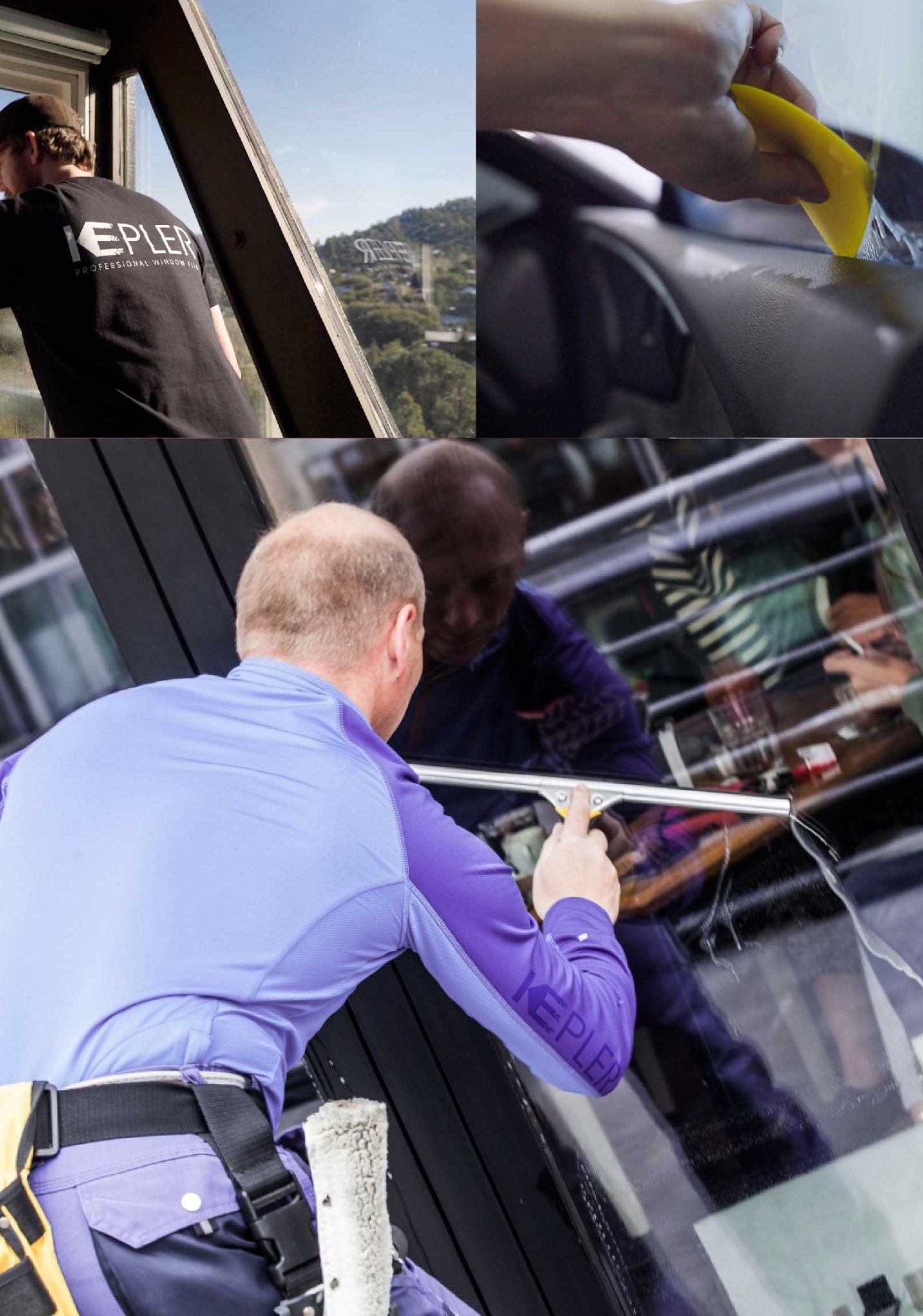 Kepler Skilled Applying Anti-Graffiti Window Film to a Temple Shop Front