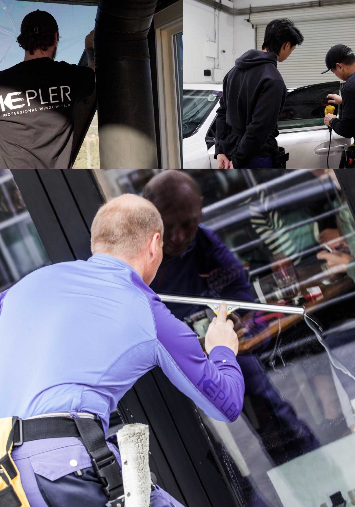 Kepler Professional Applying Anti-Graffiti Window Film to a Belton Shop Front