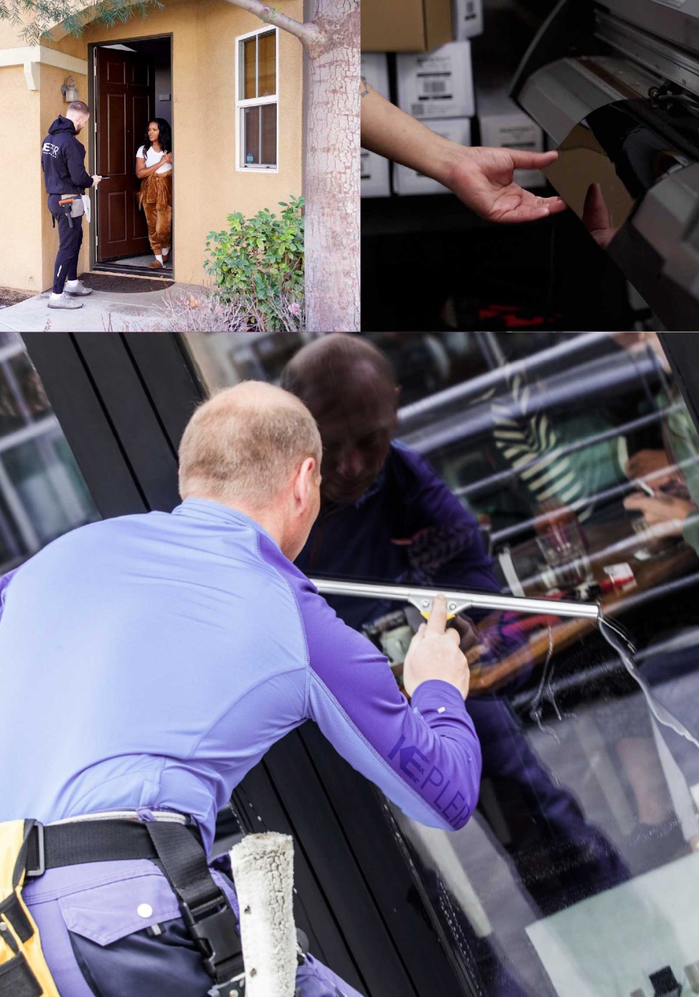 Kepler Skilled Applying Anti-Graffiti Window Film to a Harker Heights Shop Front