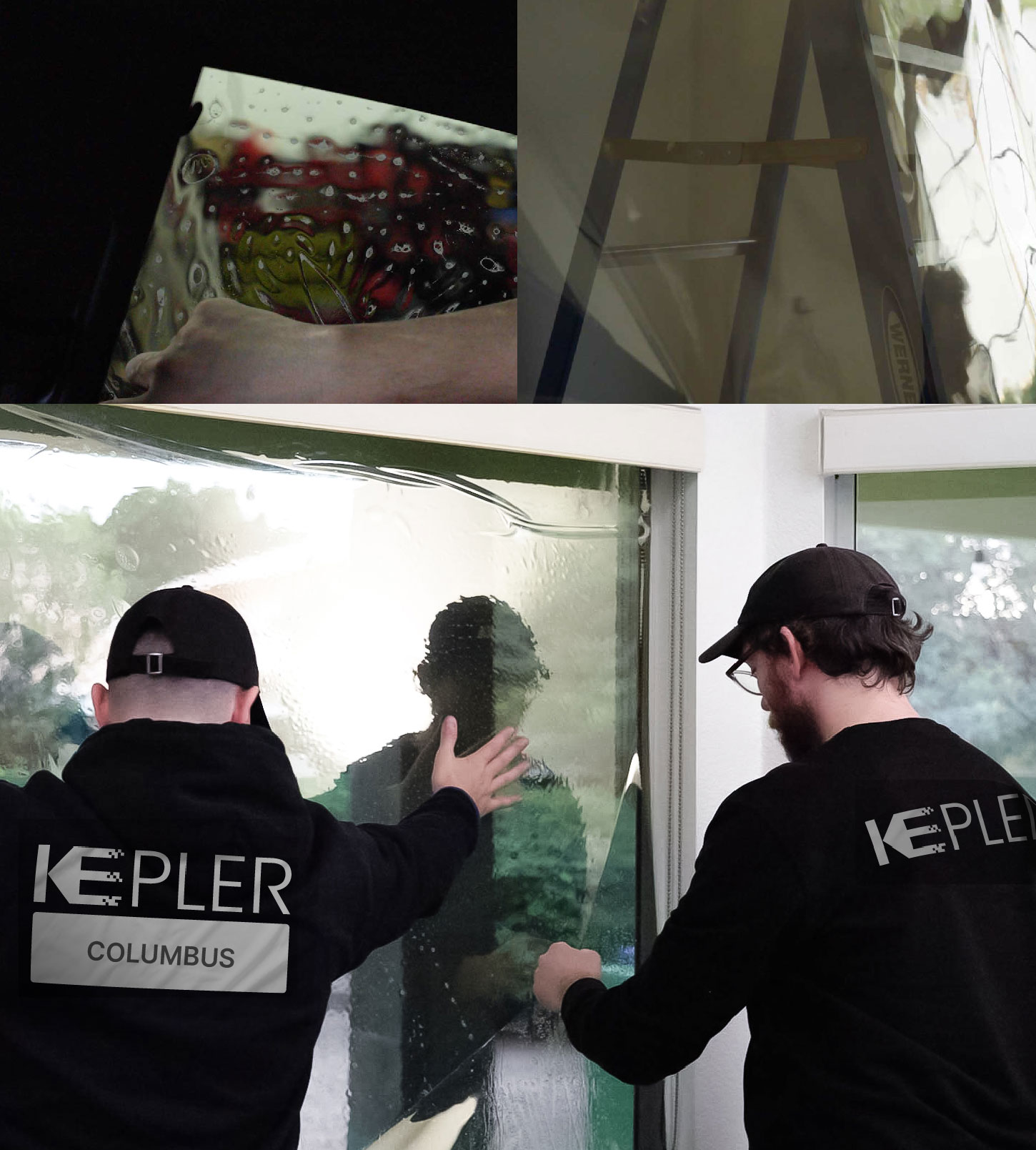 Kepler Technician Applying High-tech Window Tint to Home in Columbus