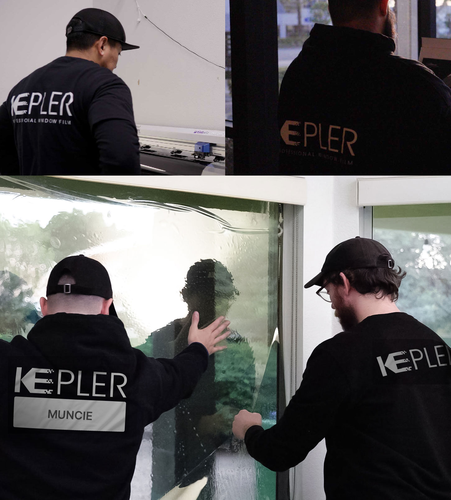 Expert Technician Applying Advanced Window Tint to Home in Muncie