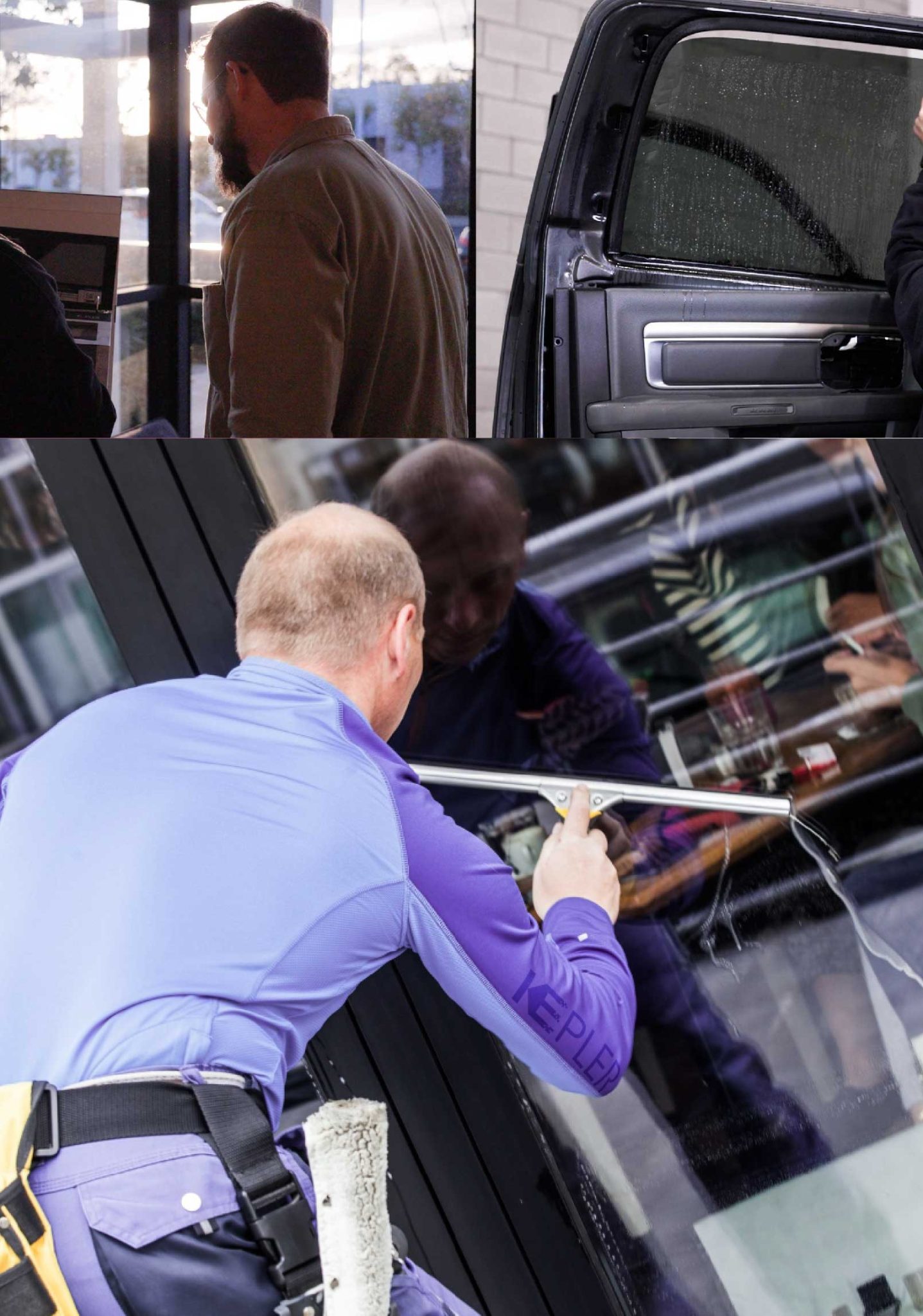 Kepler Professional Applying Anti-Graffiti Window Film to a Spring Shop Front