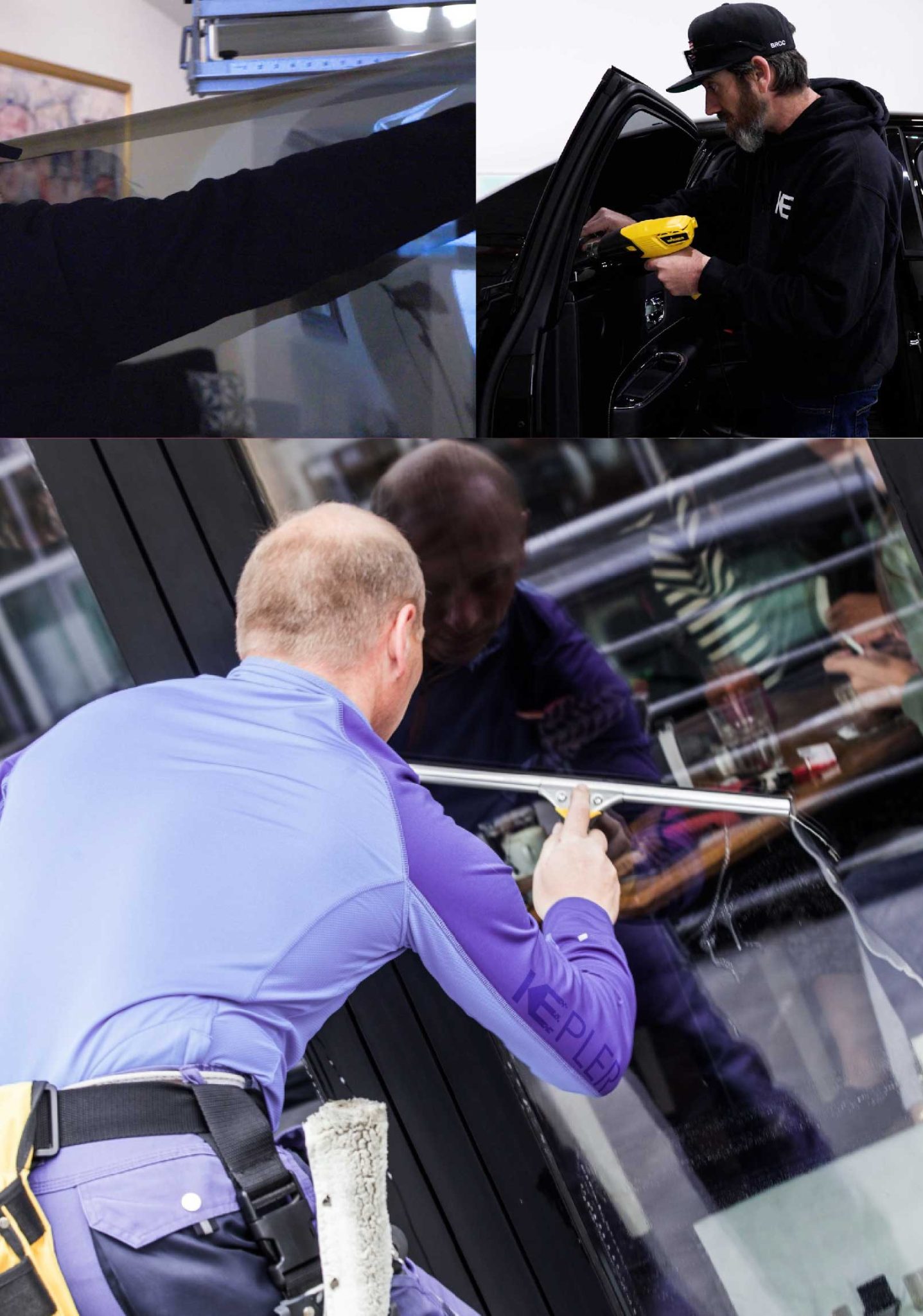 Kepler Professional Applying Anti-Graffiti Window Film to a Bay City Shop Front