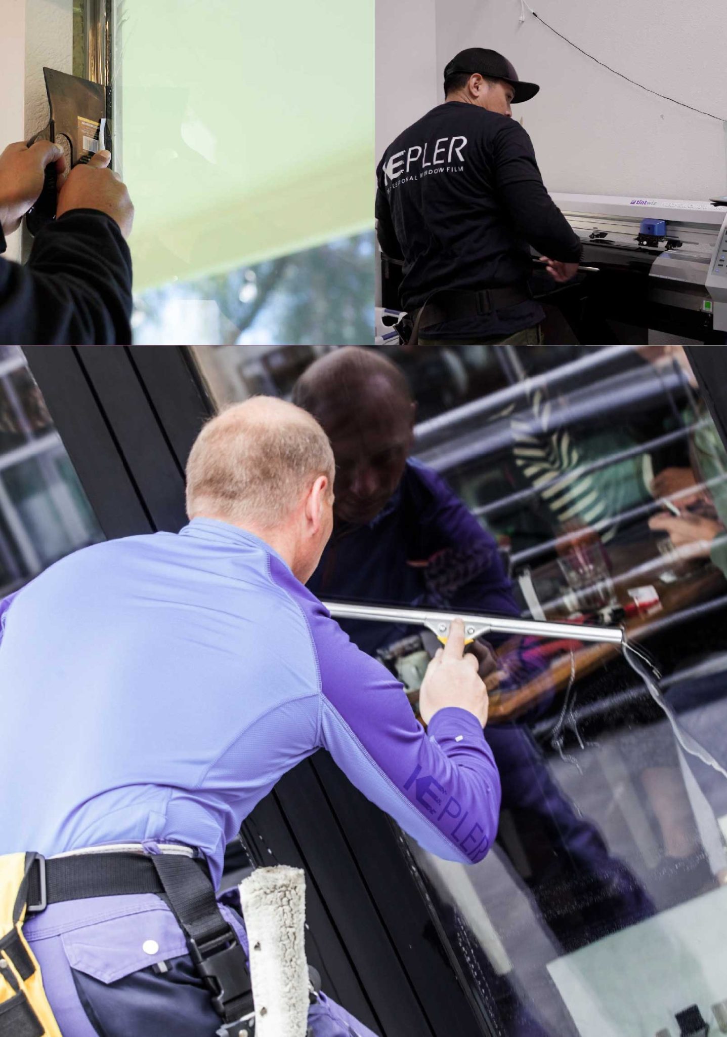 Kepler Professional Applying Anti-Graffiti Window Film to a Alief Shop Front