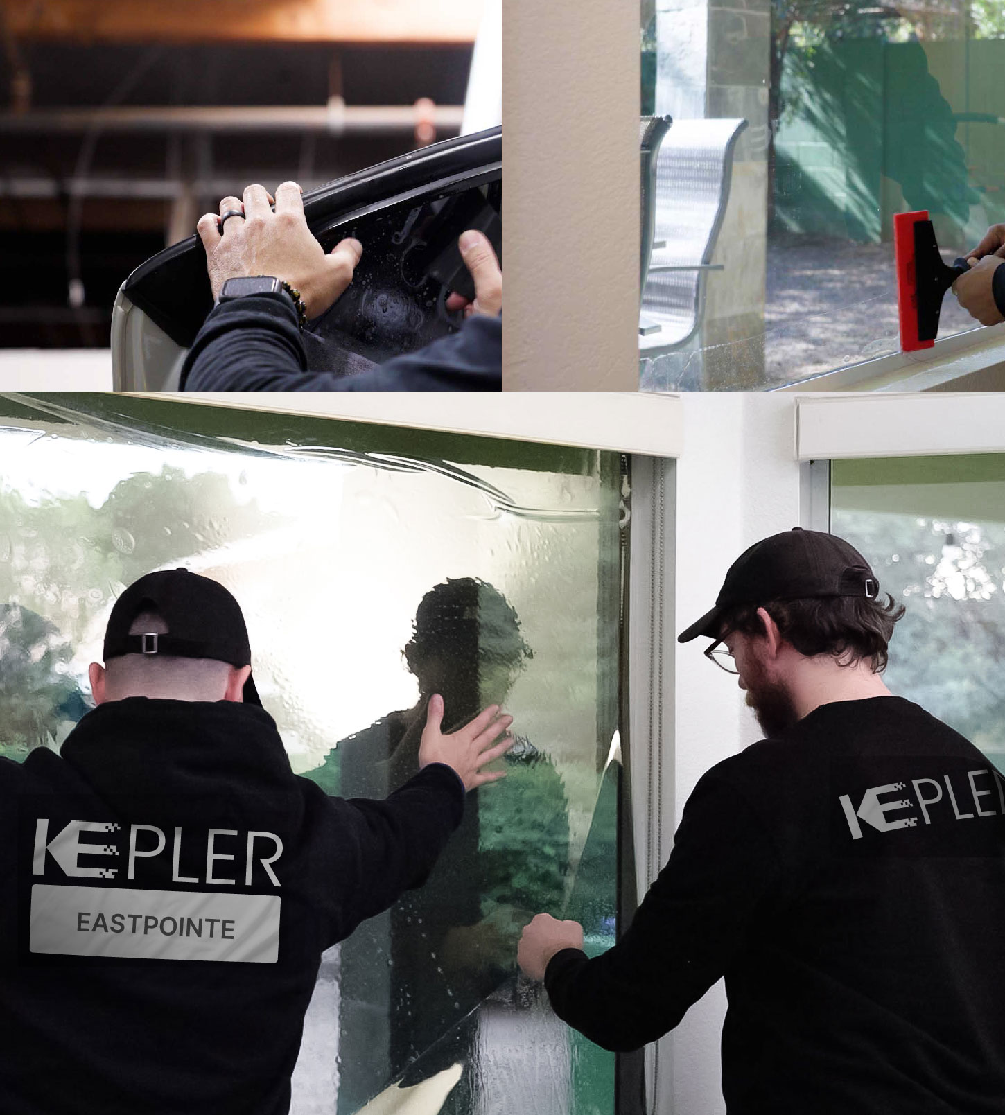 Kepler Technician Applying Ceramic Window Tint to Home in Eastpointe