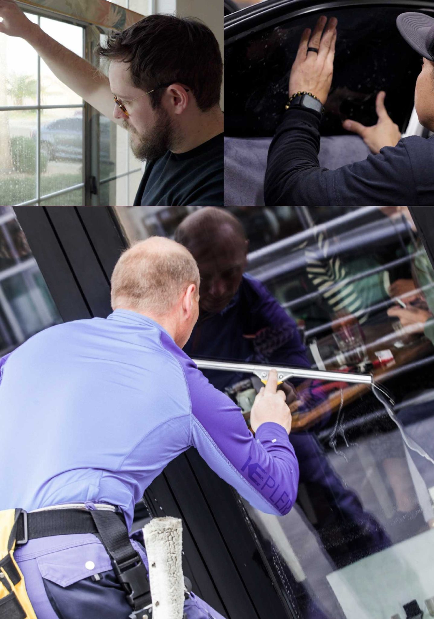 Kepler Professional Applying Anti-Graffiti Window Film to a Missouri City Shop Front