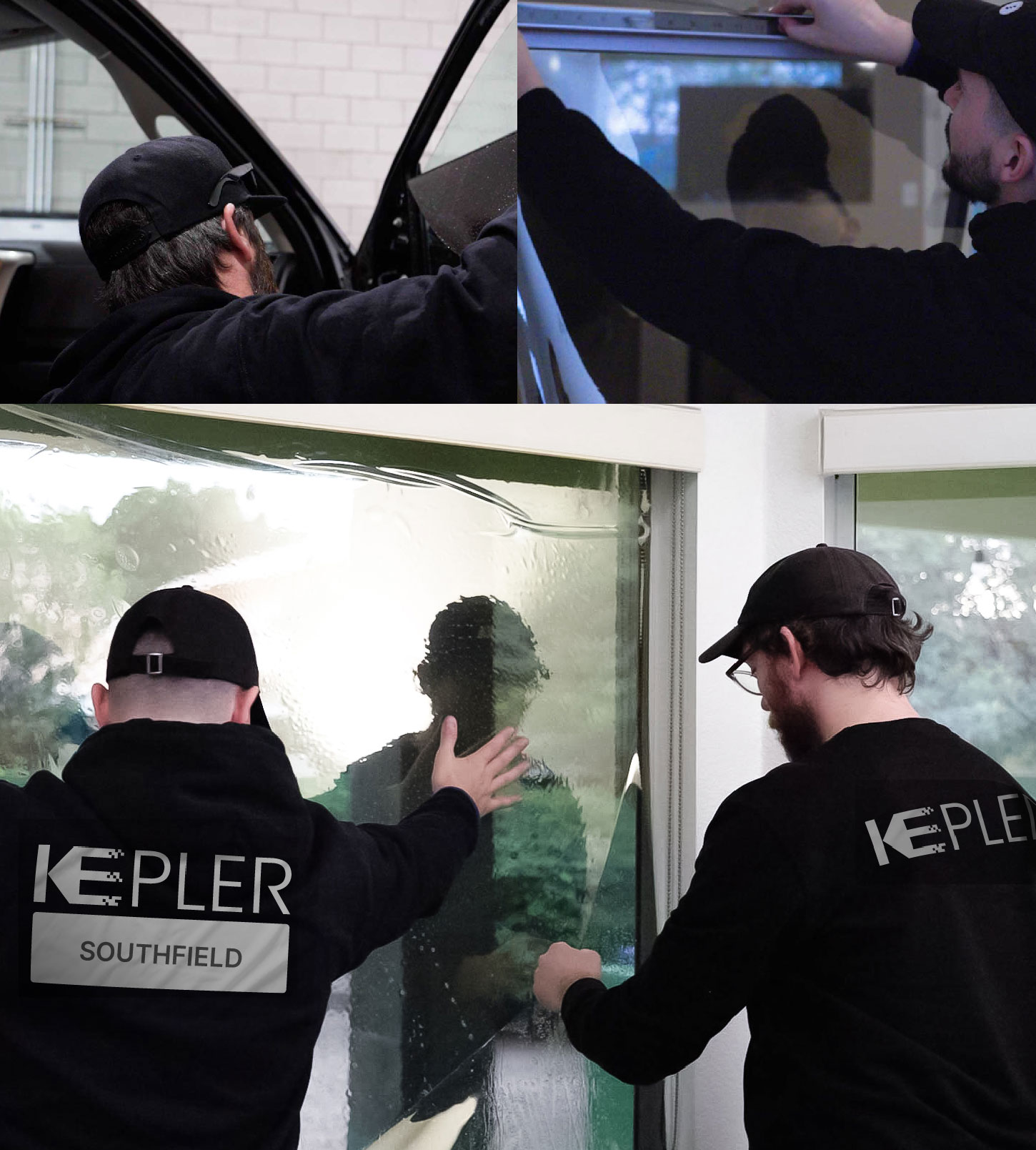 Expert Technician Applying High-tech Window Tint to Home in Southfield