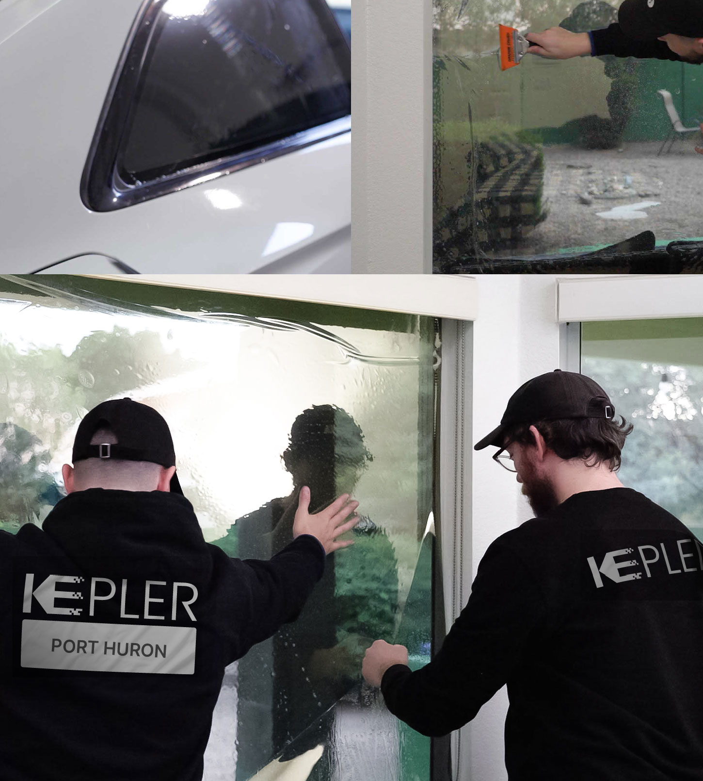 Kepler Technician Applying Advanced Window Tint to Home in Port Huron