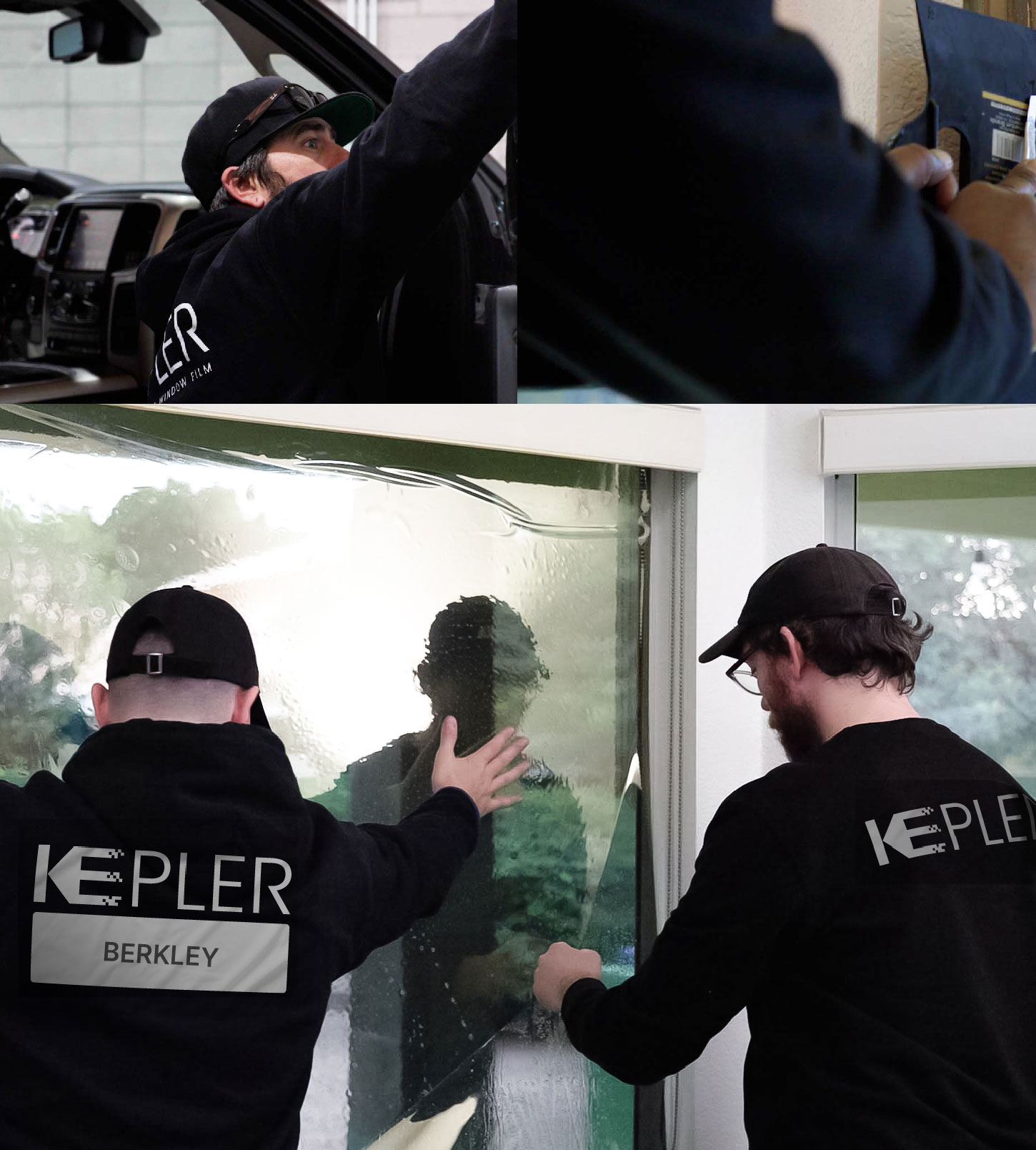 Expert Technician Installing High-tech Window Tint to Home in Berkley