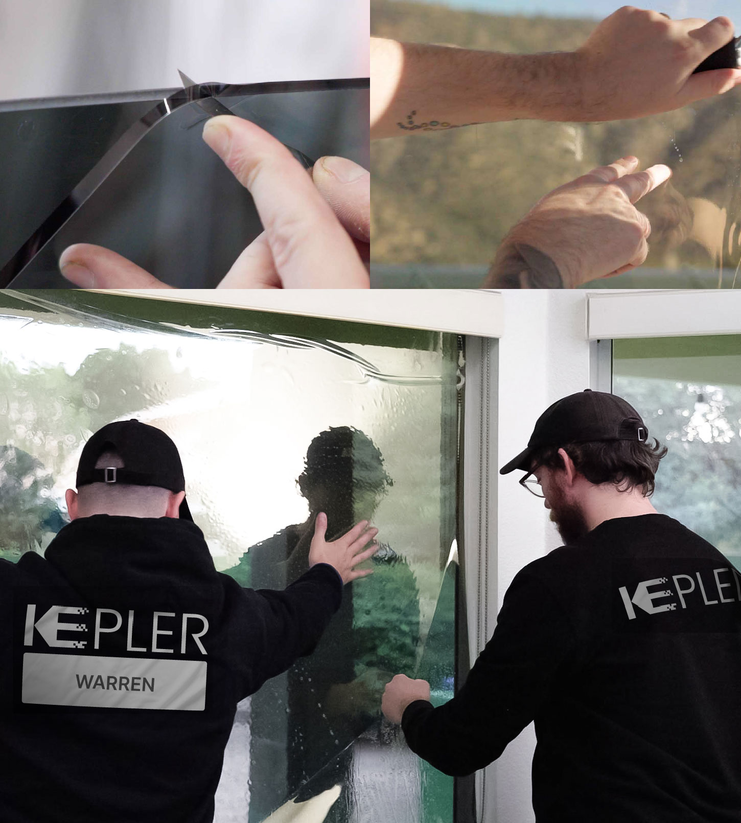 Kepler Technician Applying Advanced Window Tint to Home in Warren