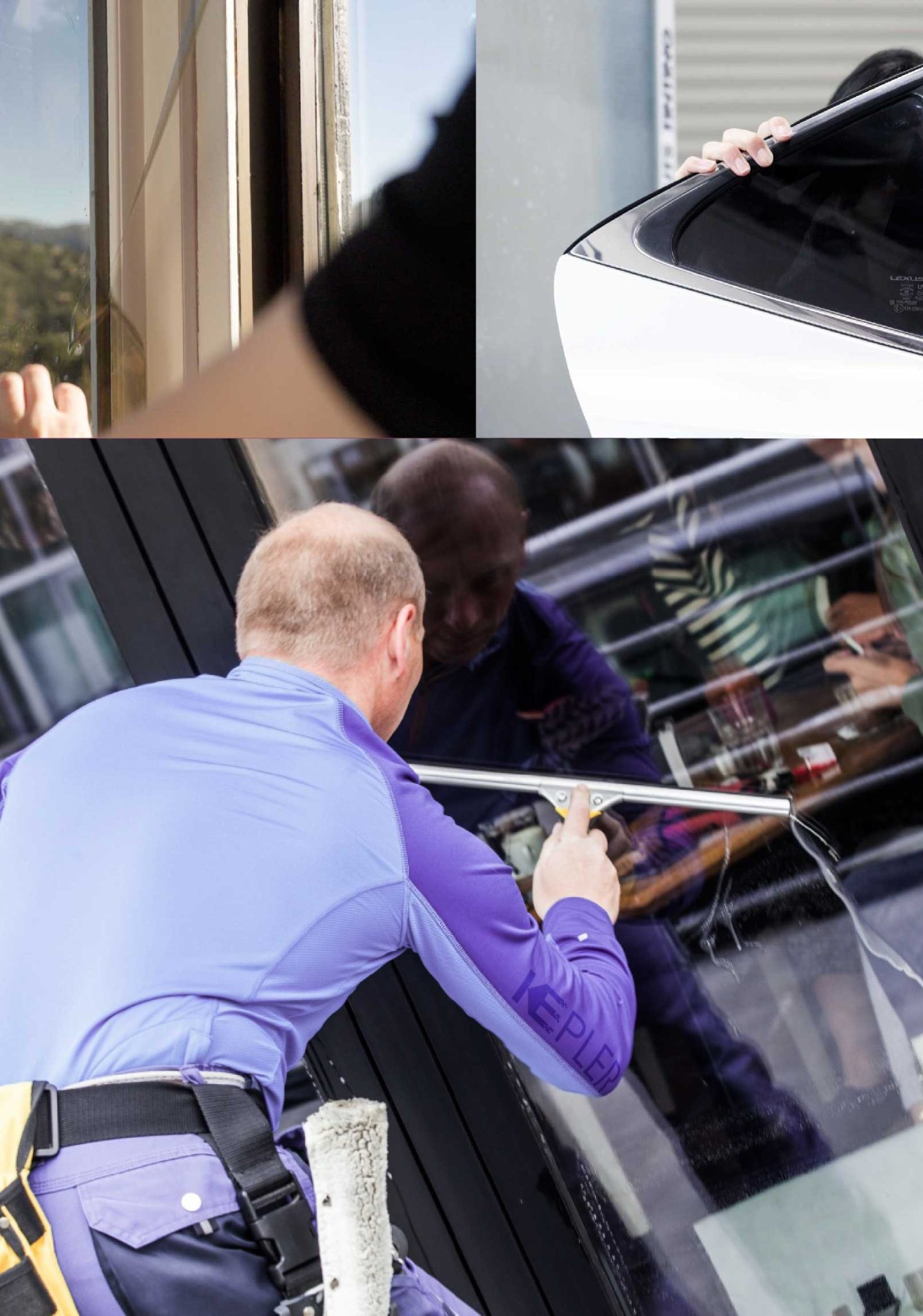 Kepler Skilled Applying Anti-Graffiti Window Film to a Dickinson Shop Front