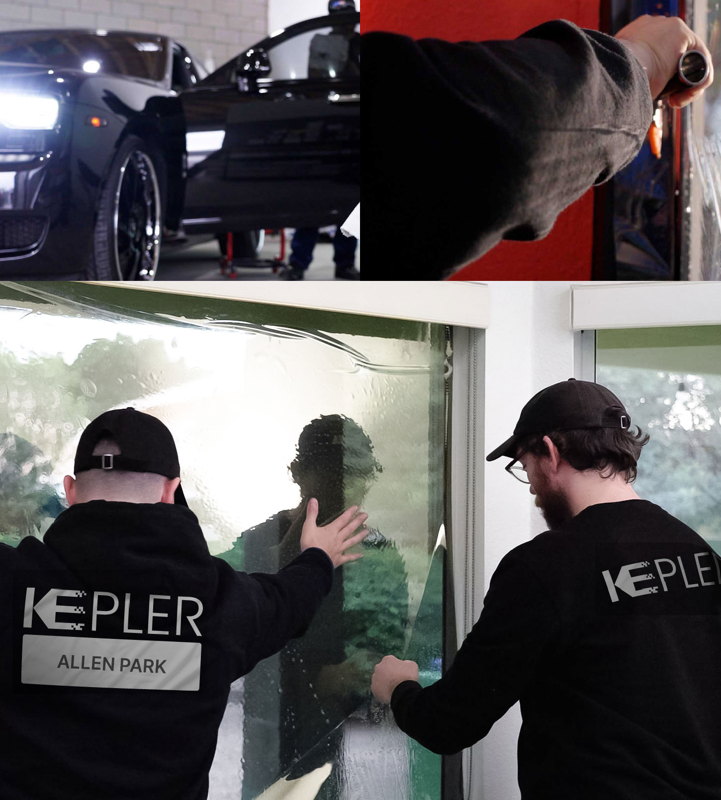 Kepler Technician Applying Advanced Window Tint to Home in Allen Park