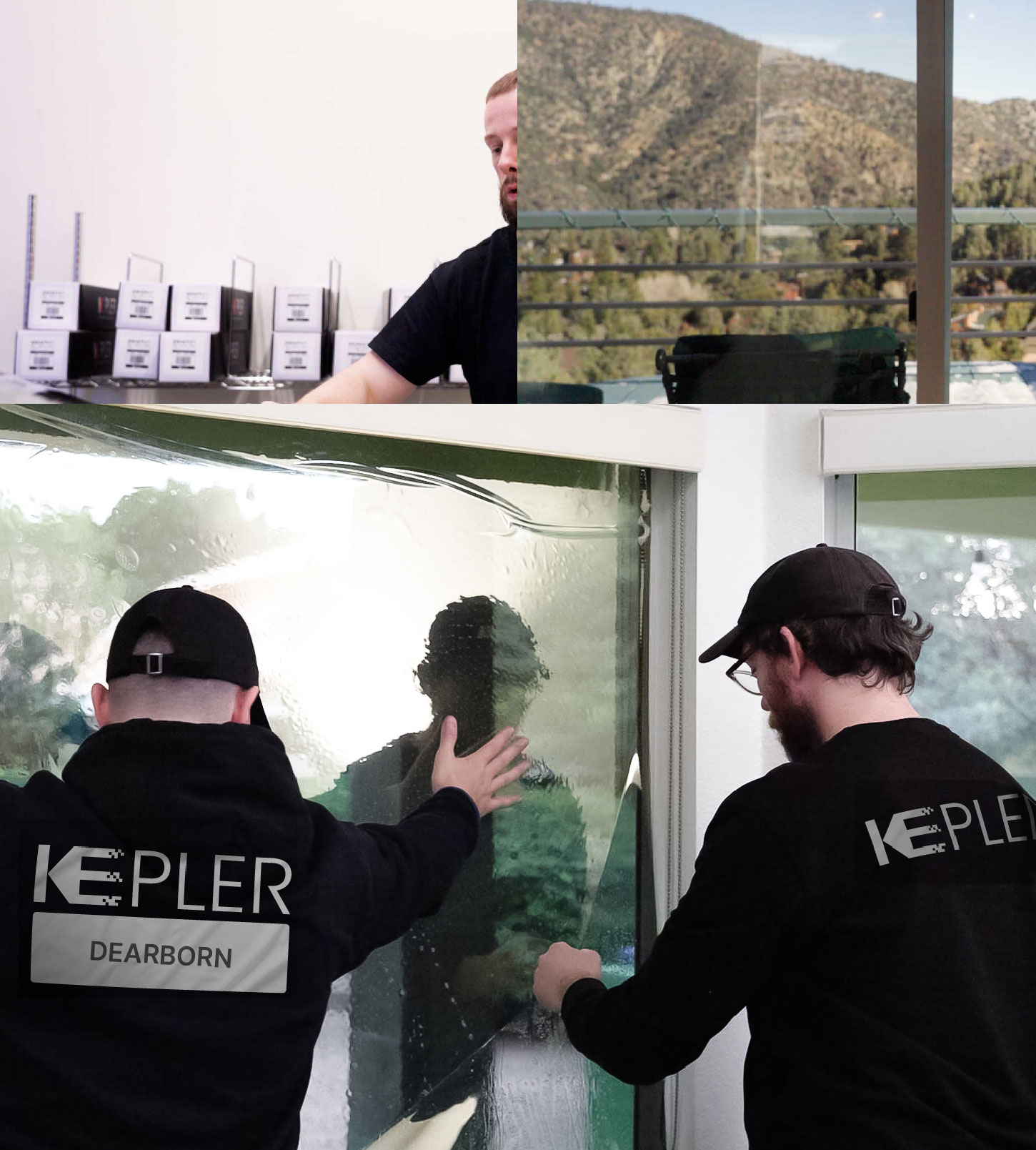 Kepler Technician Applying Advanced Window Tint to Home in Dearborn